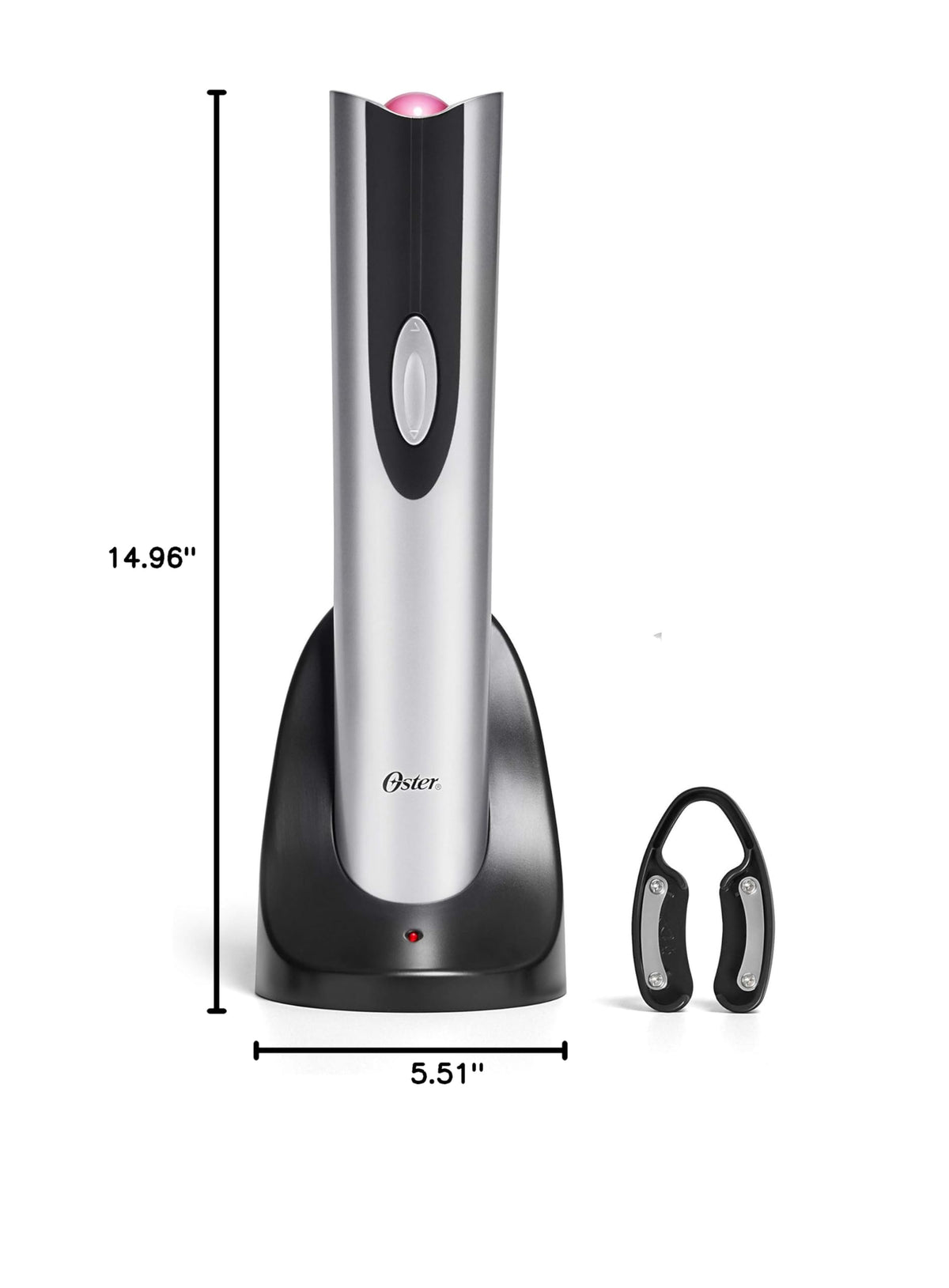 Oster Cordless Electric Wine Bottle Opener with Foil Cutter, Silver