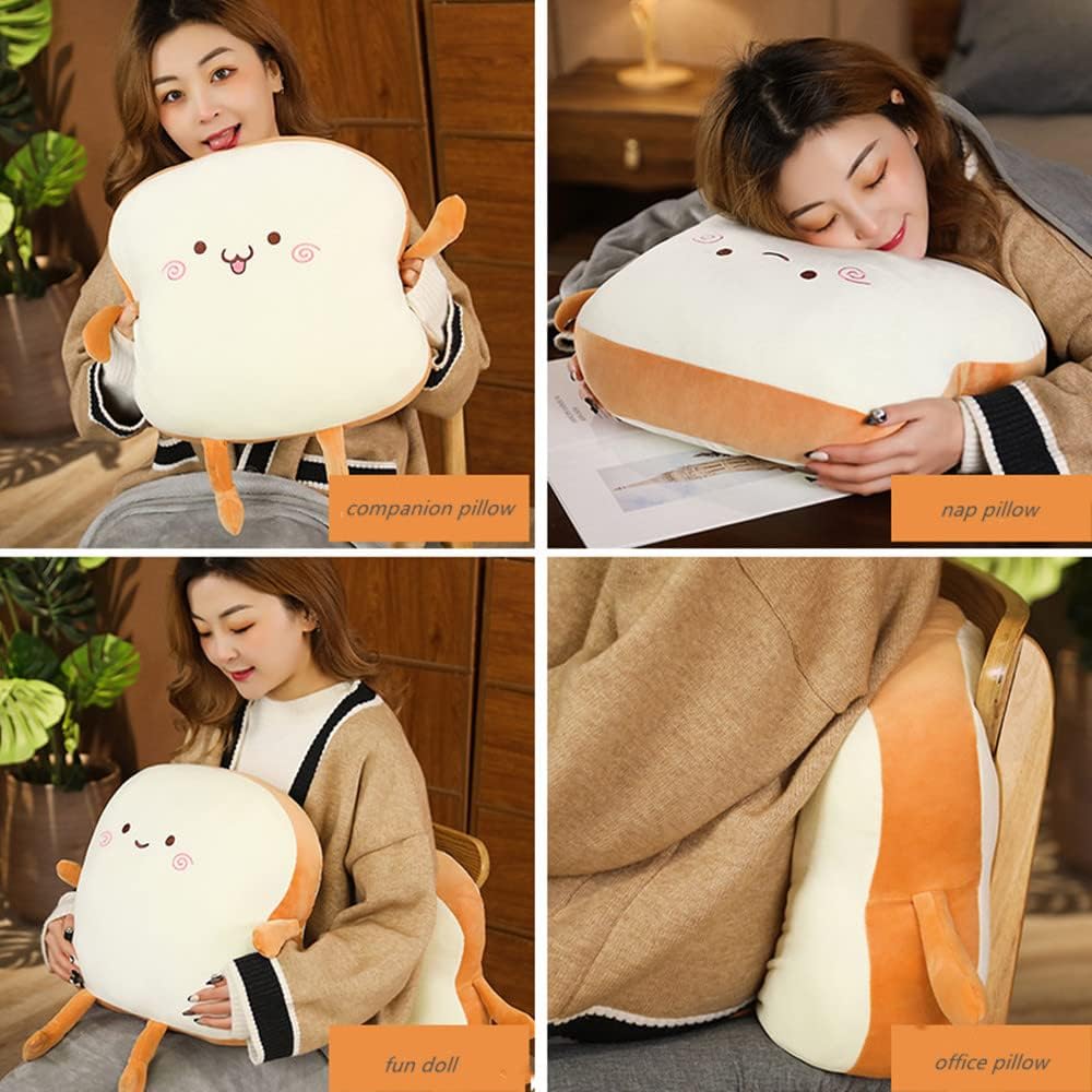 JOSON Toast Bread Pillow Dual-use Three-in-one Pillow Blanket Toast Sofa Cushion Home Decoration (Happy)