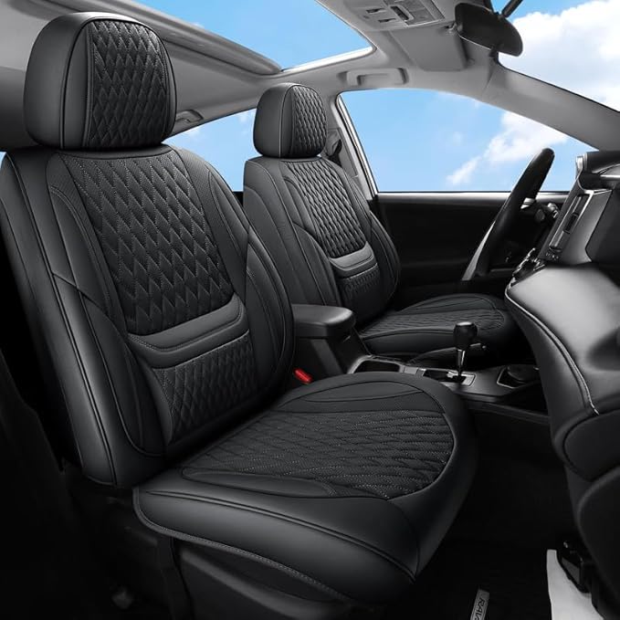 Front Seat Car Seat Covers Custom Fit for Mercury Sable 1995-2009 - Premium Faux Leather with Lumbar Support | Breathable, Waterproof, Anti-Slip, Durable (Black,Front Seat)
