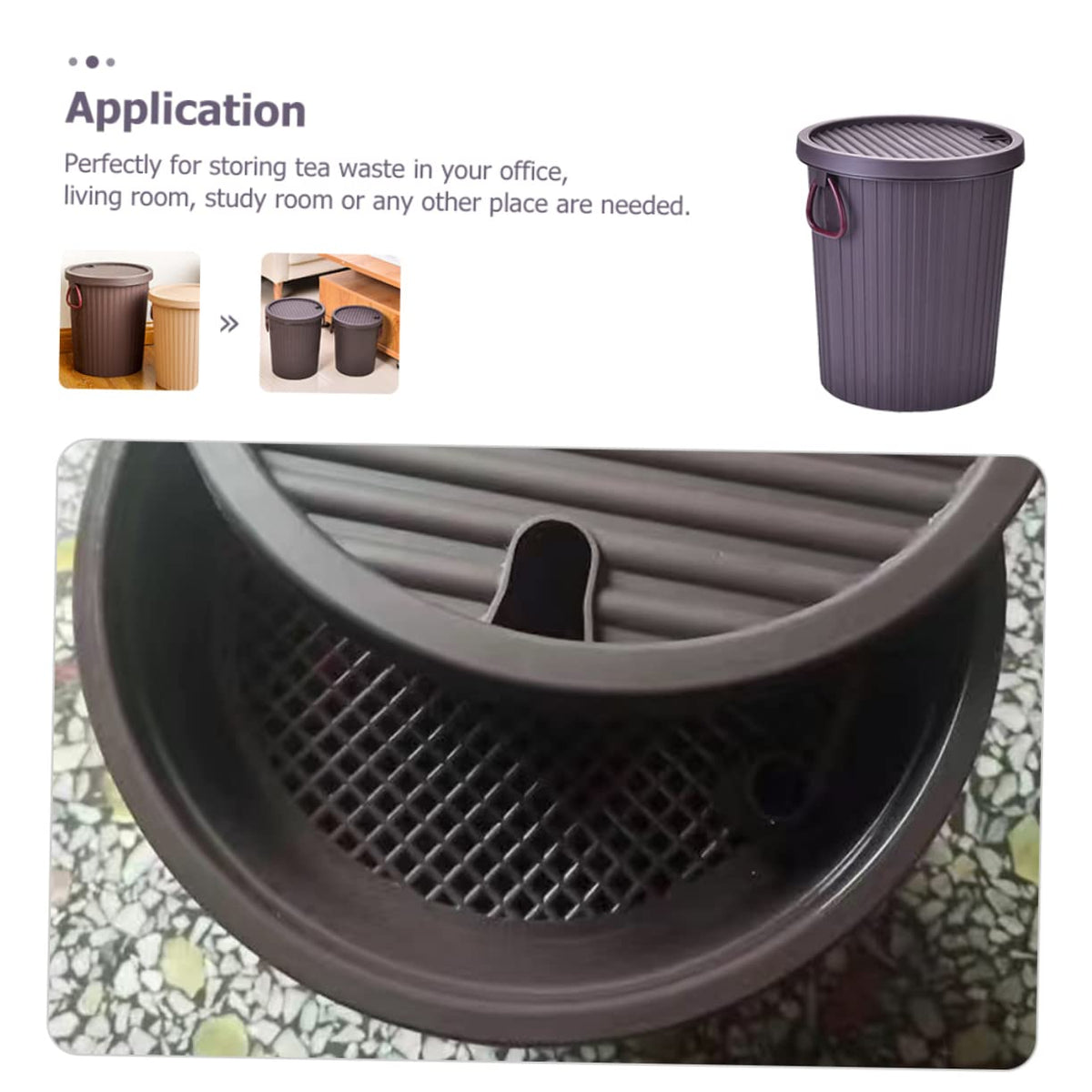 Holibanna Tea Dregs Bucket with Lid Tea Leaves Strainer Basket for Ceremony Plastic Residue Filter Bucket for Home Office Study 9.64 X 8.46 X 8.46 in