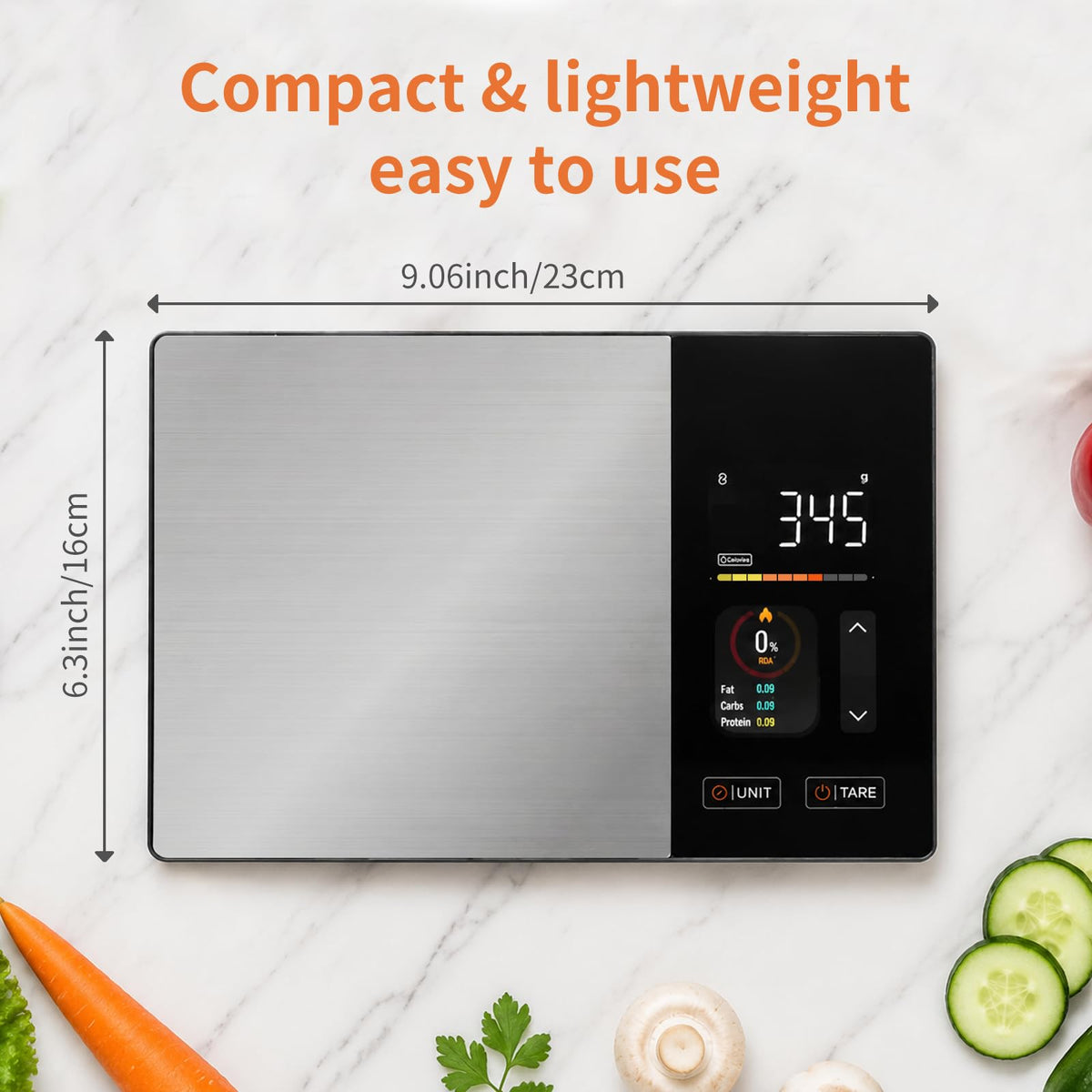Smart Nutrition Kitchen Scale,Free APP Digital Scale Tracks Calories,Fat, Carbs,Protein,analyzes 24 nutrients,11lb max Load, gram/Ounce Conversion, Stainless Steel for Weight Loss, Baking & Meal prep.