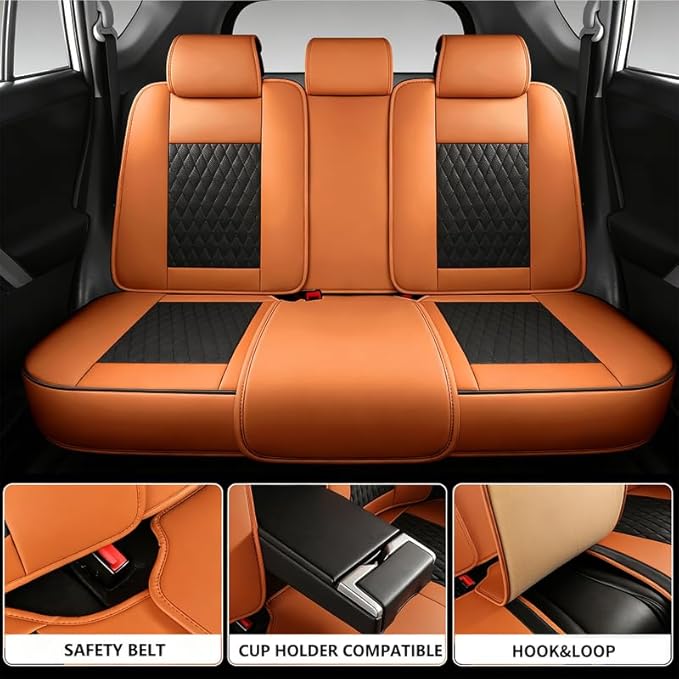 Car Seat Covers Full Set Custom Fit for Mercury Mountaineer 1997-2010 - Premium Faux Leather with Lumbar Support | Breathable, Waterproof, Anti-Slip, Durable (Black&Brown,Full Set)