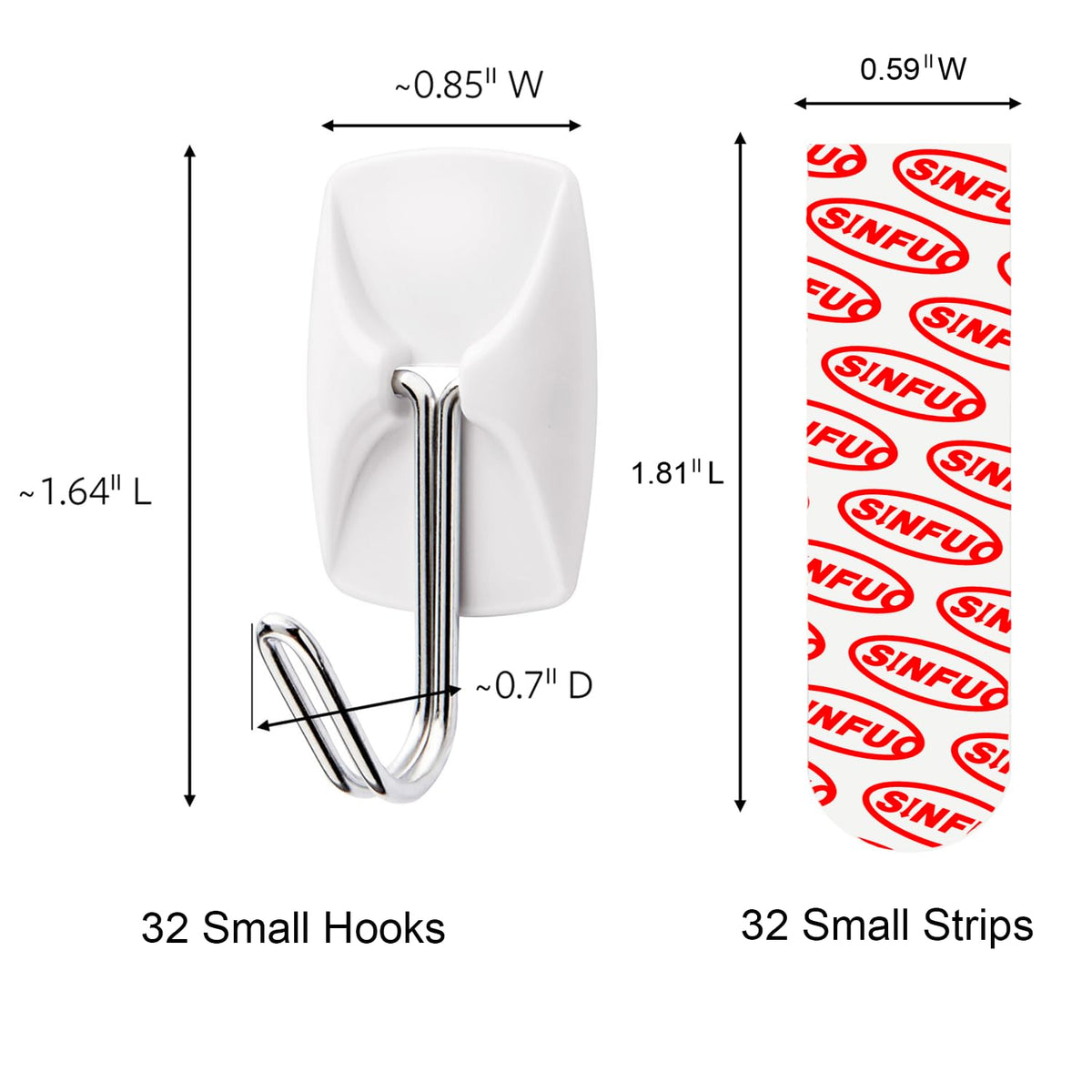 Wire Wall 32 Hooks with 36 Strips, Damage Free Adhesive Hooks,Keys,Kitchen