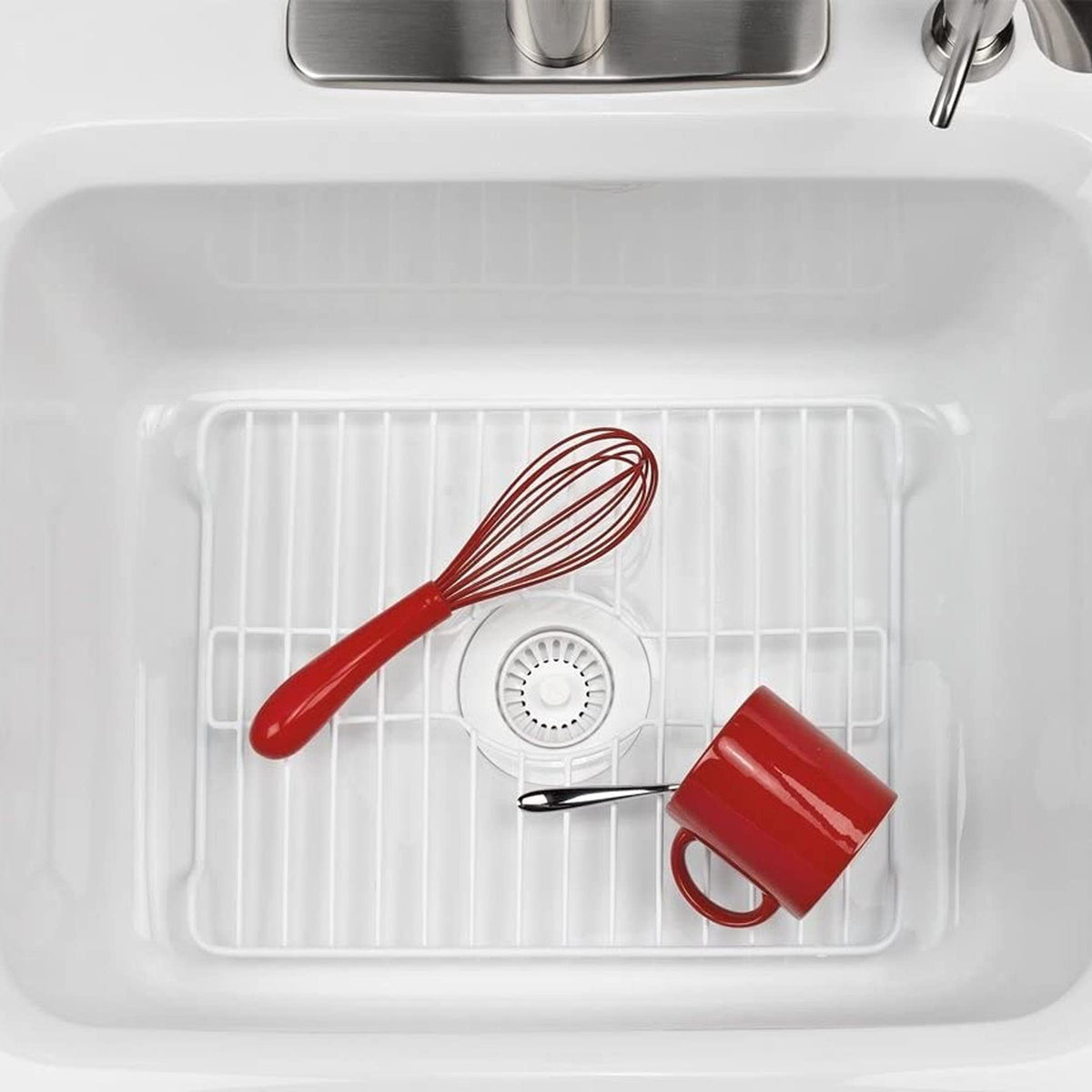 Better Houseware Small White Sink Protector for Kitchen Sink, Metal Grid Mat Fits Compact Single-Bowl Sinks, 12x10.25 in