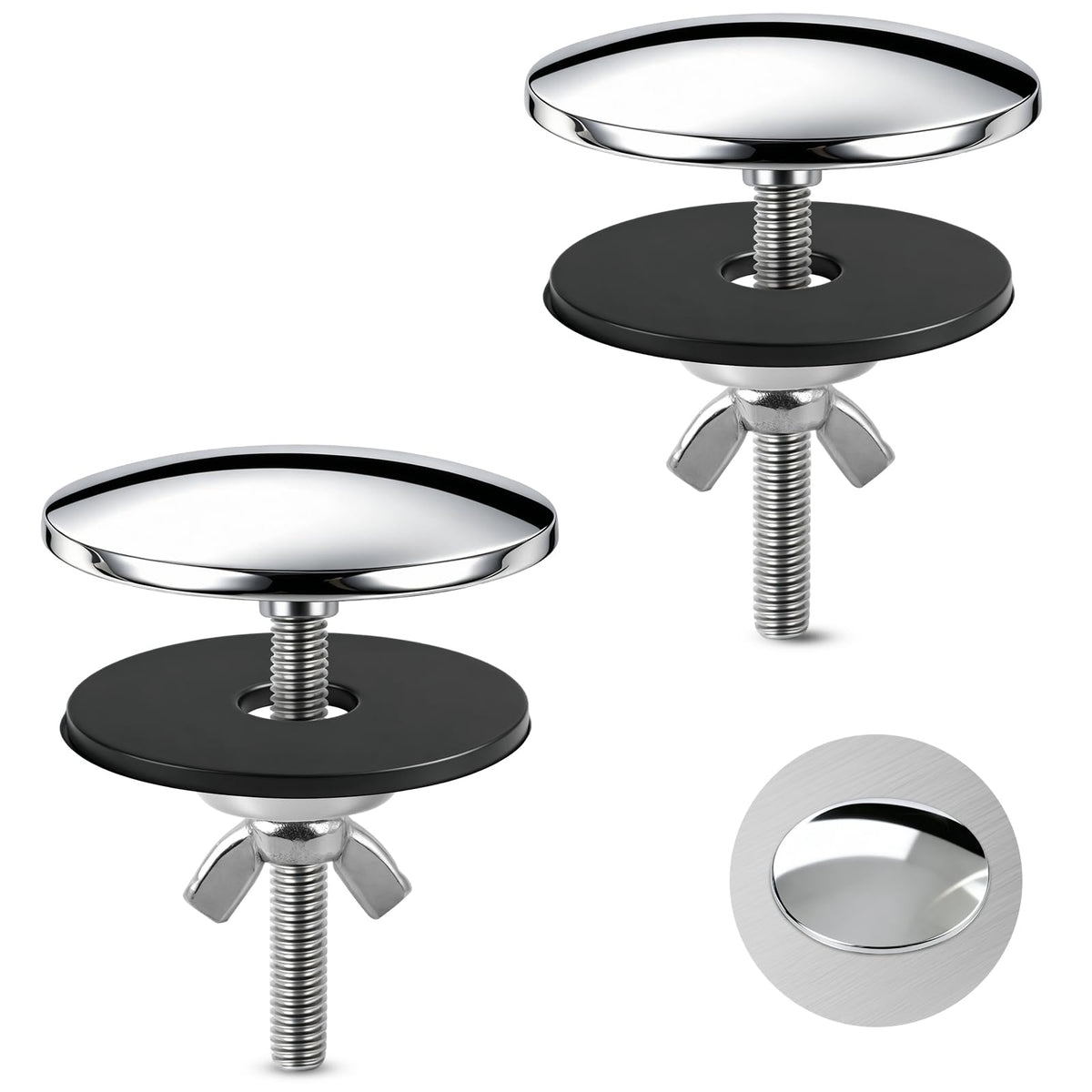 2 Inch Sink Hole Cover, 2PCS Metal Kitchen Faucet Hole Cover, Chrome