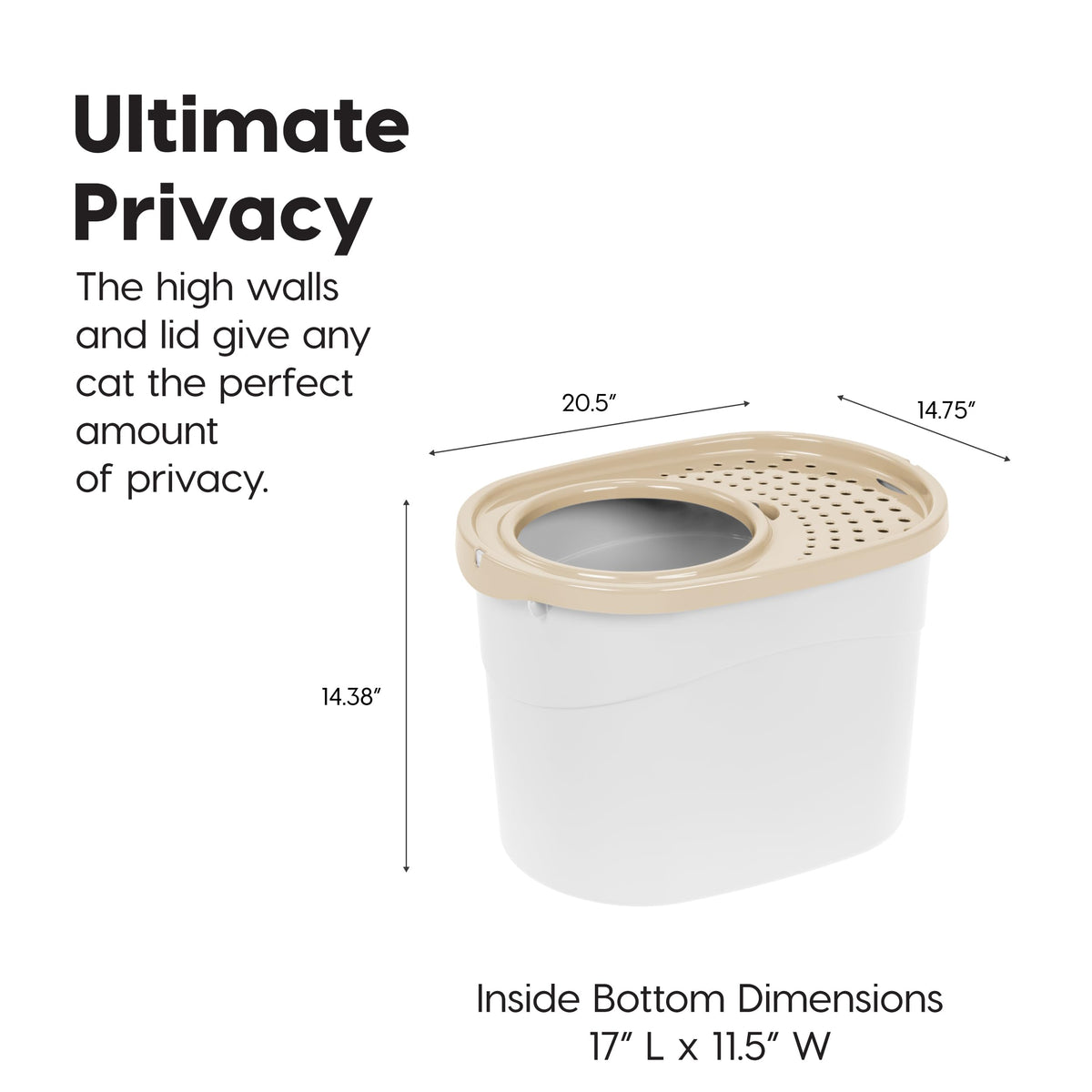 IRIS USA Top Entry Cat Litter Box, Hooded Privacy, Large, Beige