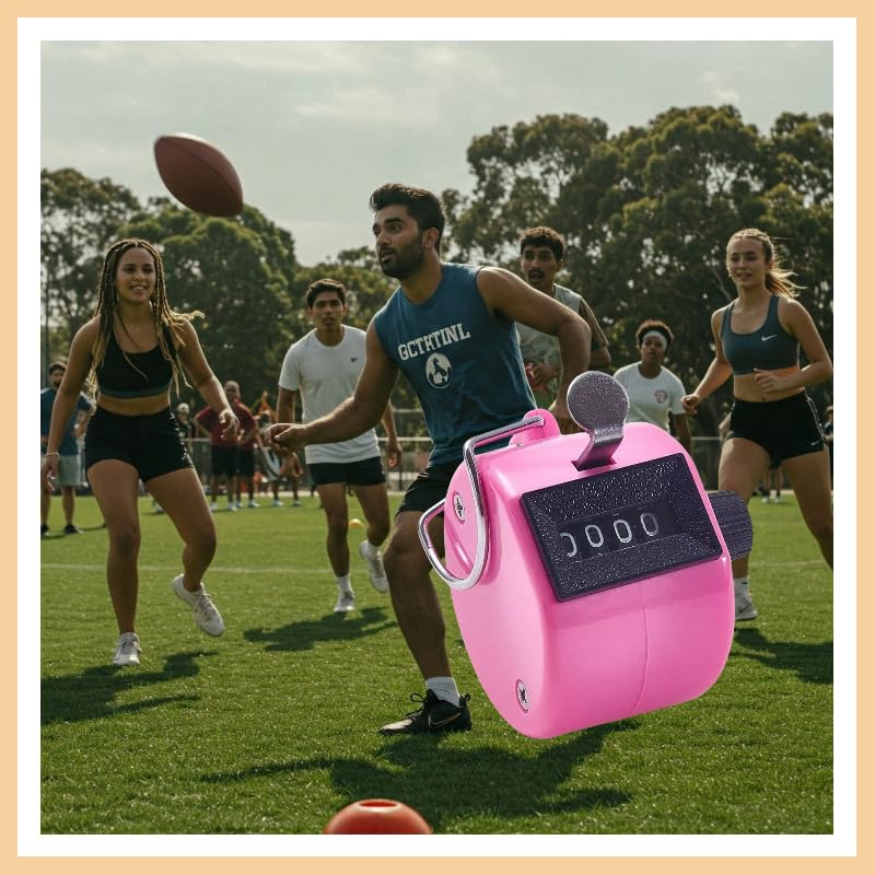 White Deer Hand Tally Counter 4 Digit Number Dual Clicker Golf Handy Convenient - color: Pink