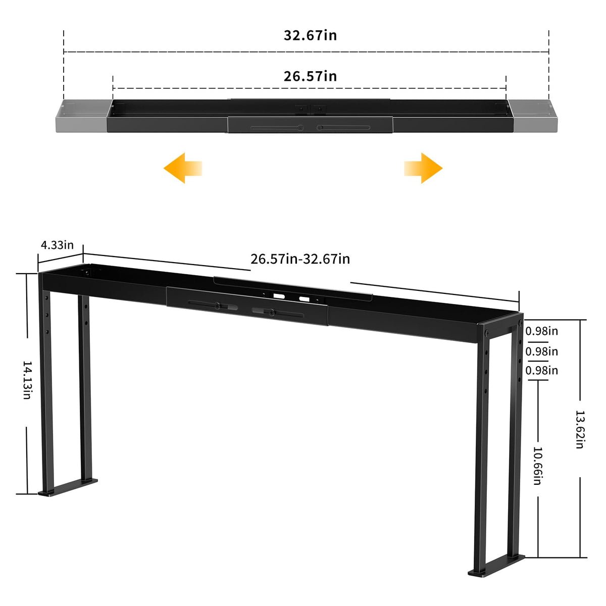 ZDDLOINP Over the Stove Shelf, Expand 27 to 33 Inch for Curved Stove,Black