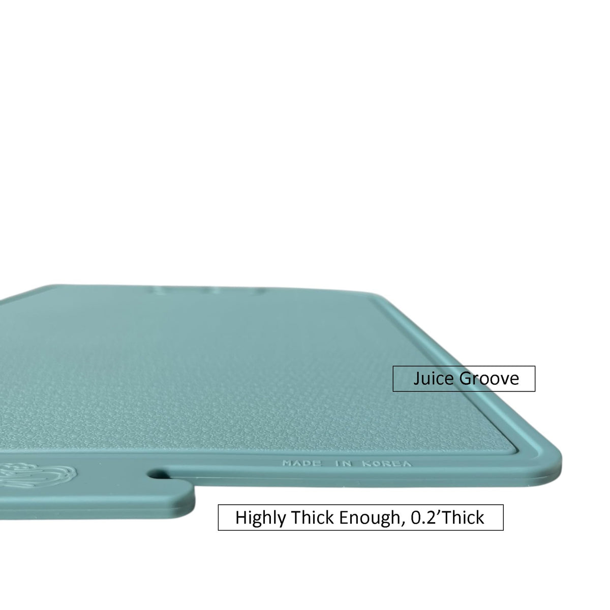 cozymomdeco Korean Made Thick Silicone Double-Sided Usable Cutting Board 14.3" x 9.7" Foldable Design Drip Groove Grip Handle Dishwasher Safe 1PCS Gift for Mom (Mint) Stocking Stuffer