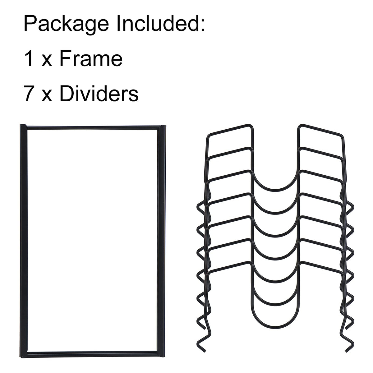 Toplife Pot Lids Organizer Rack for Cabinet and Countertop, 7+ Pan Lids and Bakeware Organizer Rack Holder with 7 Adjustable Compartments - Black