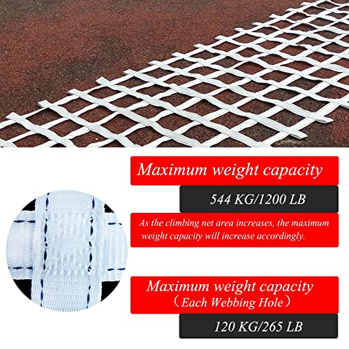 Climbing Cargo Net Heavy Duty,Ninja Net,Rope Ladder for Kids Outdoor Treehouse Backyard Playground Indoor Obstacle Webbing Net for Swing Set Jungle Gym Accessories for Slacklines,White - size: 4x6ft/1.2x1.8m