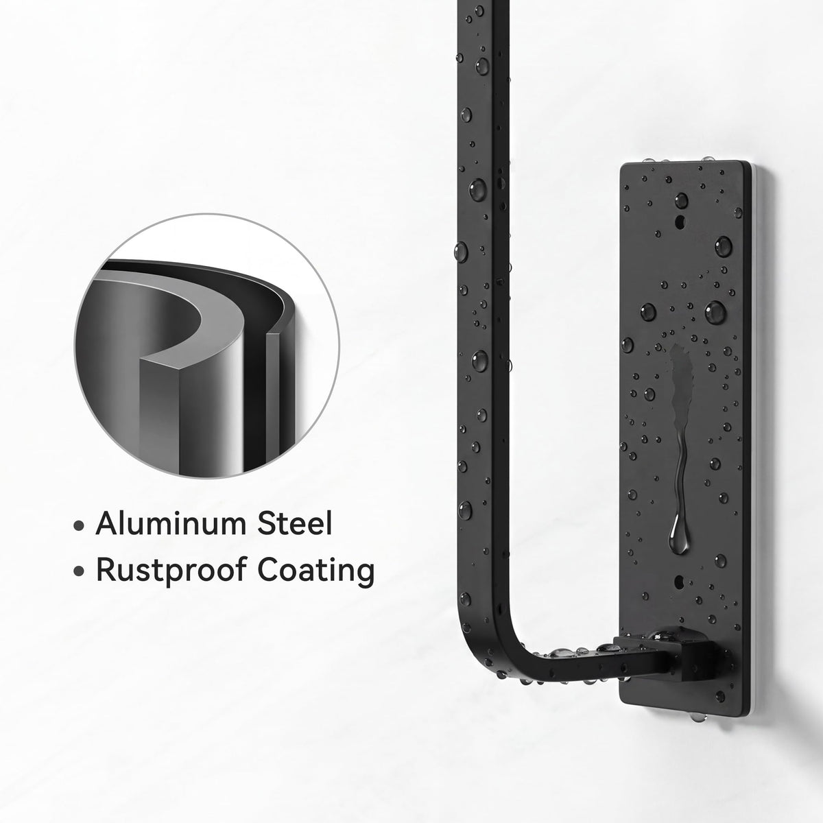Paper Towel Holder Under Cabinet, Self-Adhesive or Drilling, Matte Black