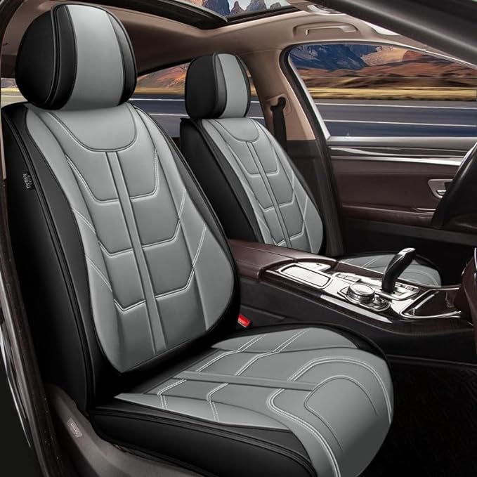 TTX LIGHTING Car Seat Covers fit for Toyota Corolla 1994-2019 Front Seat: Premium Leather Automotive Seat Cover with Airbag Compatible Waterproof (2 Seats, Black & Gray)