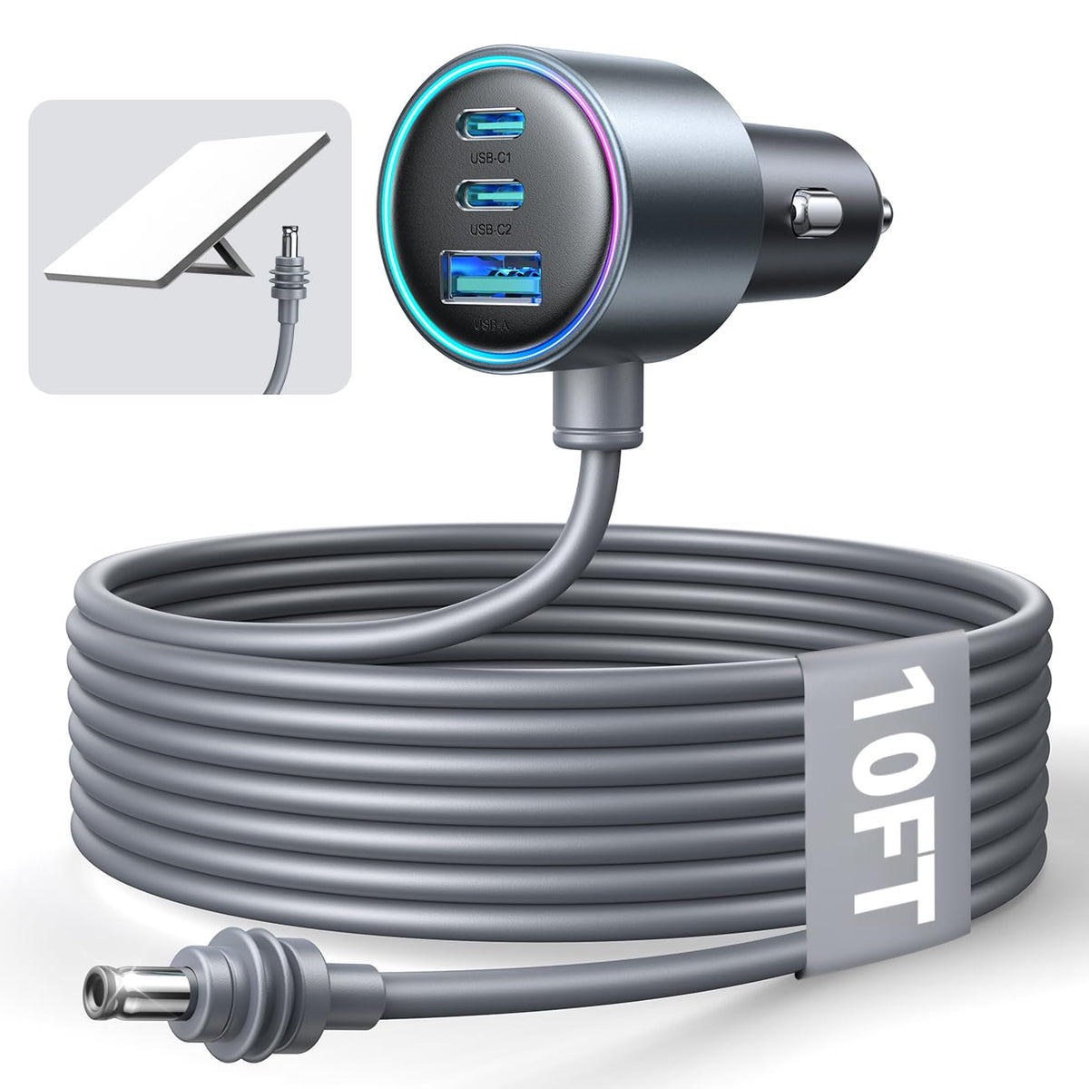 Starlink Mini Car Adapter with 10FT Cable, Dual PD 45W+USB 30W, 12V-24V