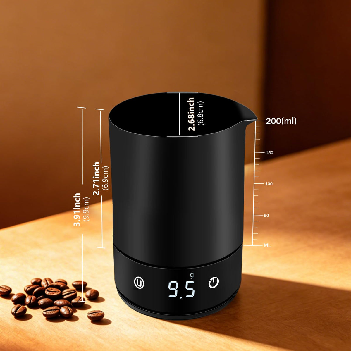 Coffee Espresso Scale, Magnetic Coffee Bean Scale Cup with LED Display