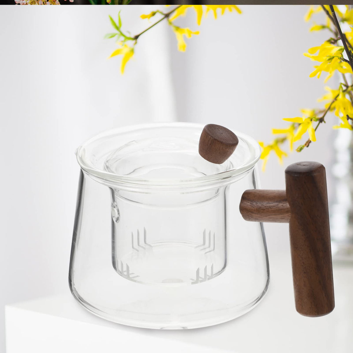 DOITOOL Clear Glass Teapot 500Ml Stovetop Tea Kettle Teapot with Side Handle for Loose Leaf Tea Blooming Flower Chinese Set Glass for Home Office