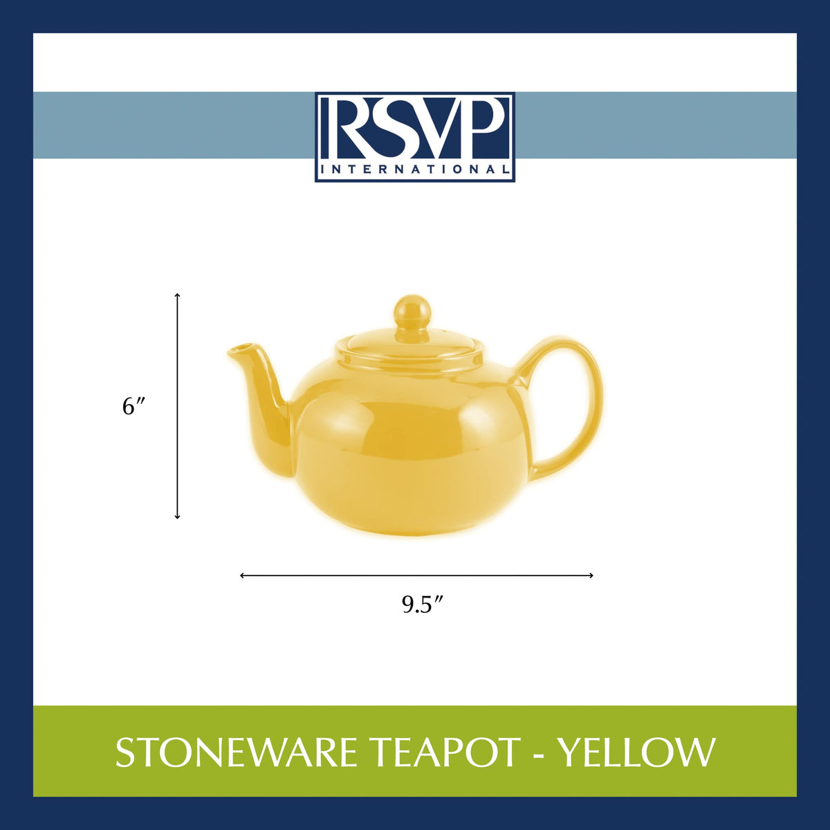 RSVP International Stoneware Teapot Collection, Microwave and Dishwasher Safe, 42 oz, Yellow