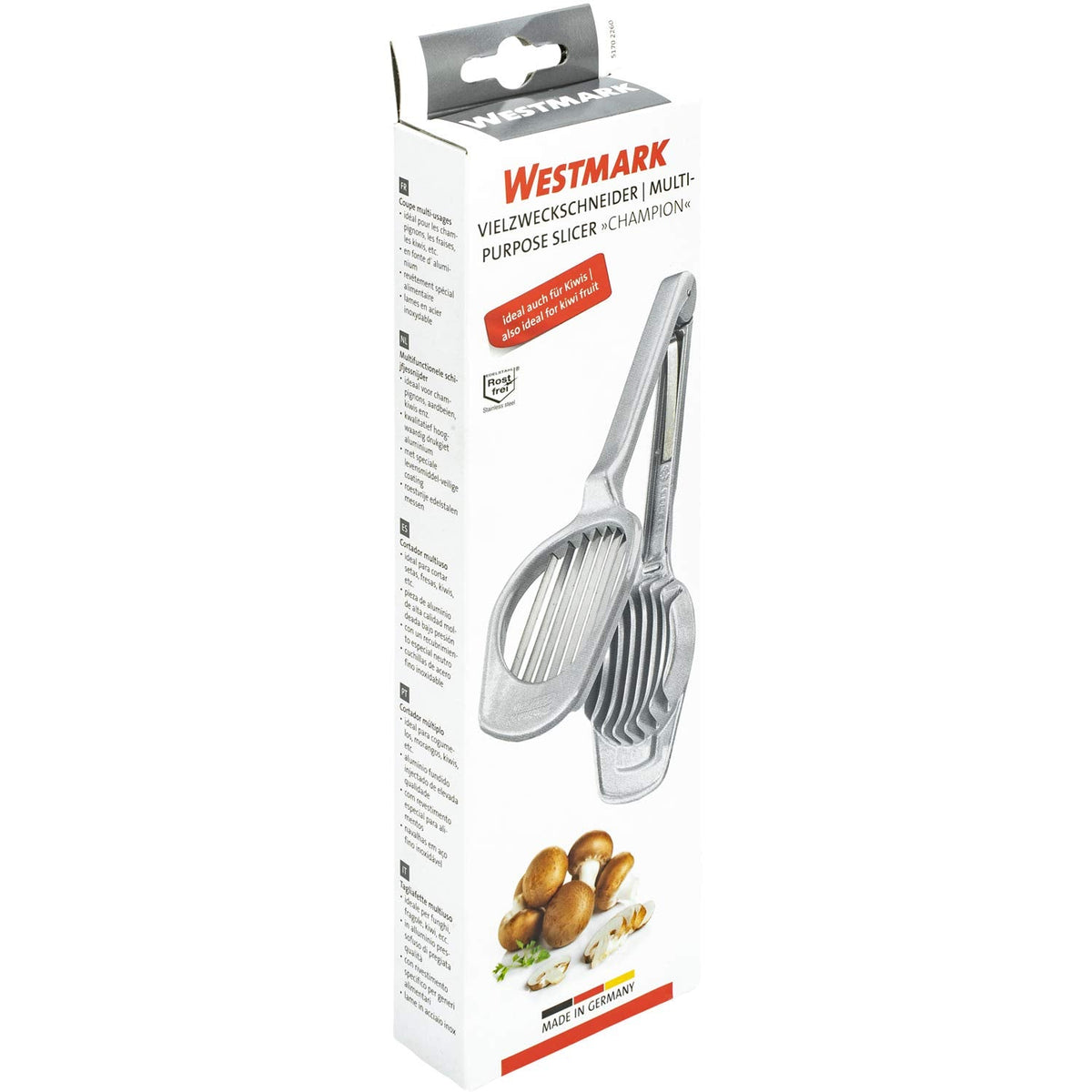 Westmark Mushroom & Egg Slicer – Heavy-Duty Aluminum Cutter with 7 Stainless Steel Blades for Even Slices, Multi-Purpose Food Slicer for Mushrooms, Eggs, Strawberries & Kiwi, Kitchen Essentials