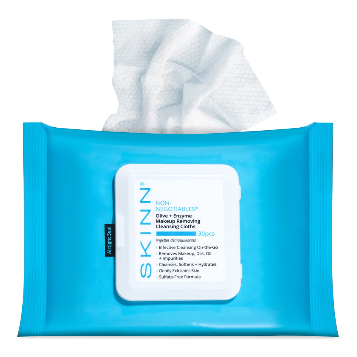SKINN Facial Cleansing Makeup Remover Wipes - Gentle Exfoliation
