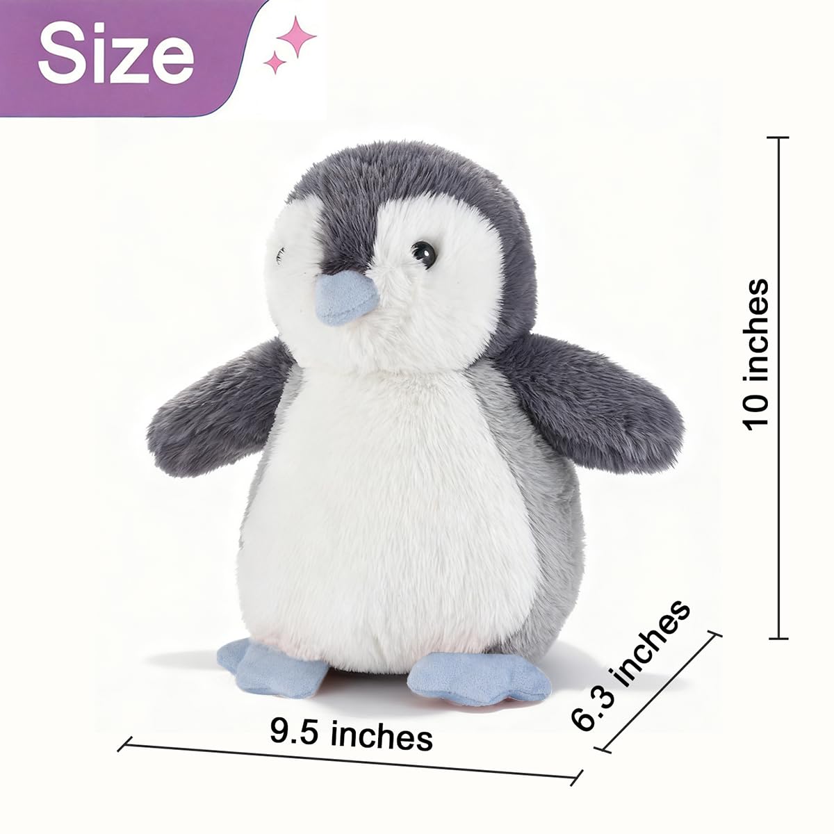 Fufuwarm Adorable Penguin Stuffed Animal, Blue Mouth, 10 Inches