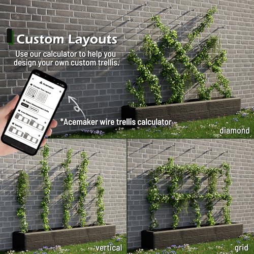 Wire Trellis Kit, 20-Set 5/64” (2mm) Crosshead Kit with 98ft Cable | T316 Marine Grade Stainless Steel, Wall-Mounted Cable Trellis for Climbing Plants Outdoor, Garden Fence Espalier System - size: 20 Sets
