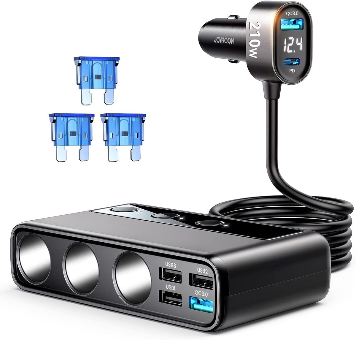 9 in 1 Cigarette Lighter Splitter, JOYROOM 210W Cigarette Lighter Adapter