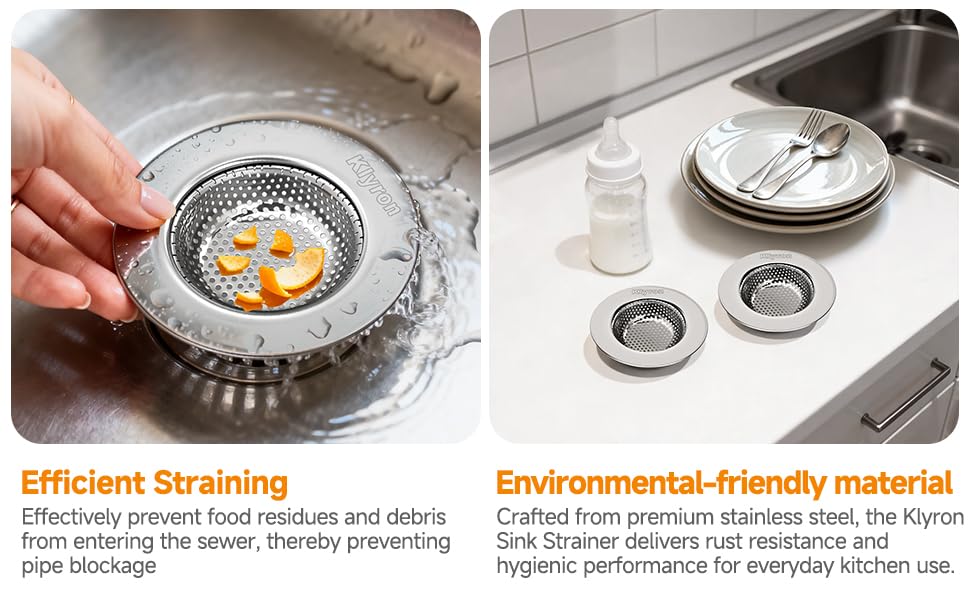 Kitchen Sink Drain Strainer 3-Pack, Food Catcher Drain Cover, 3.5" Fit