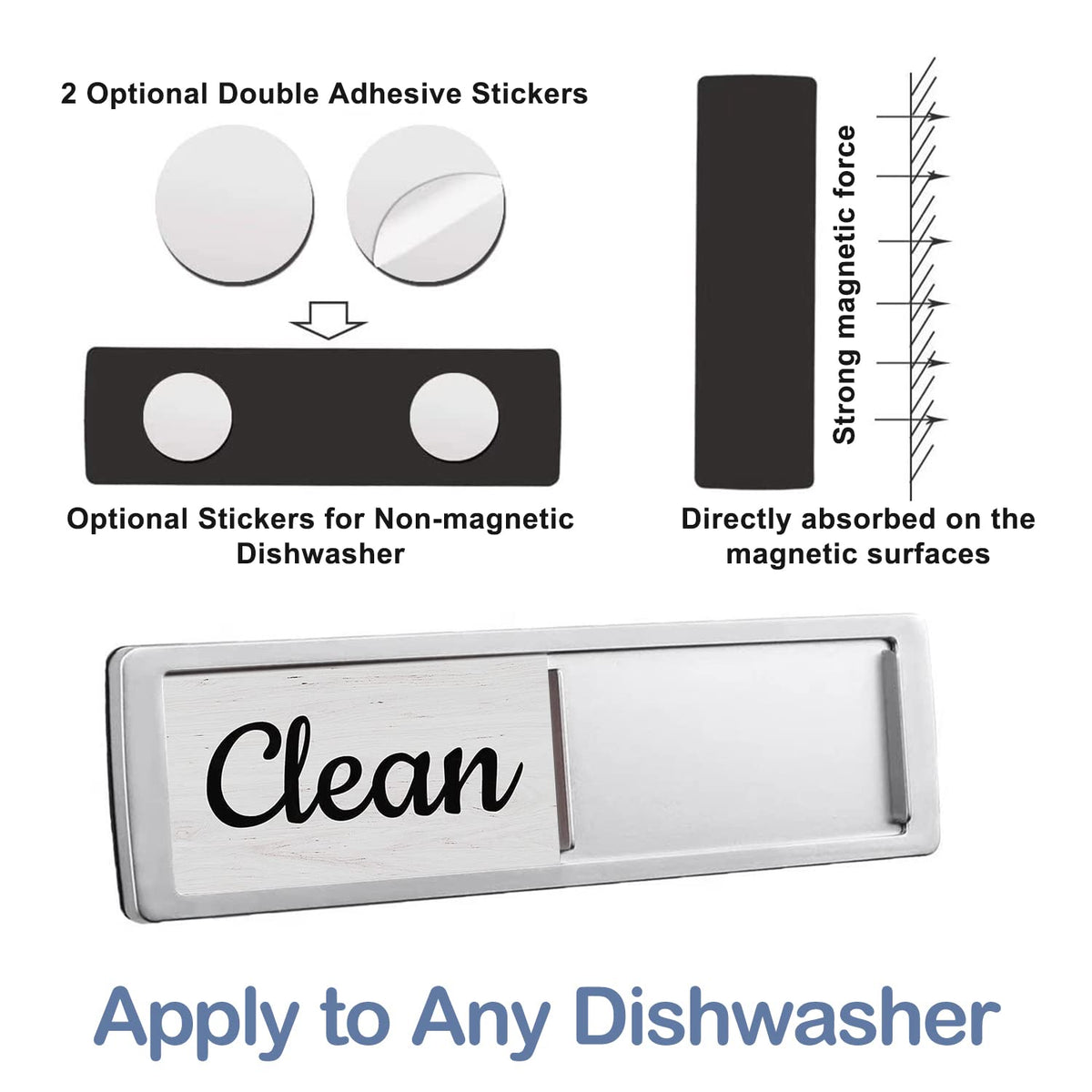 Oxepleus Clean Dirty Magnet for Dishwasher Farmhouse Design (A-Silver)