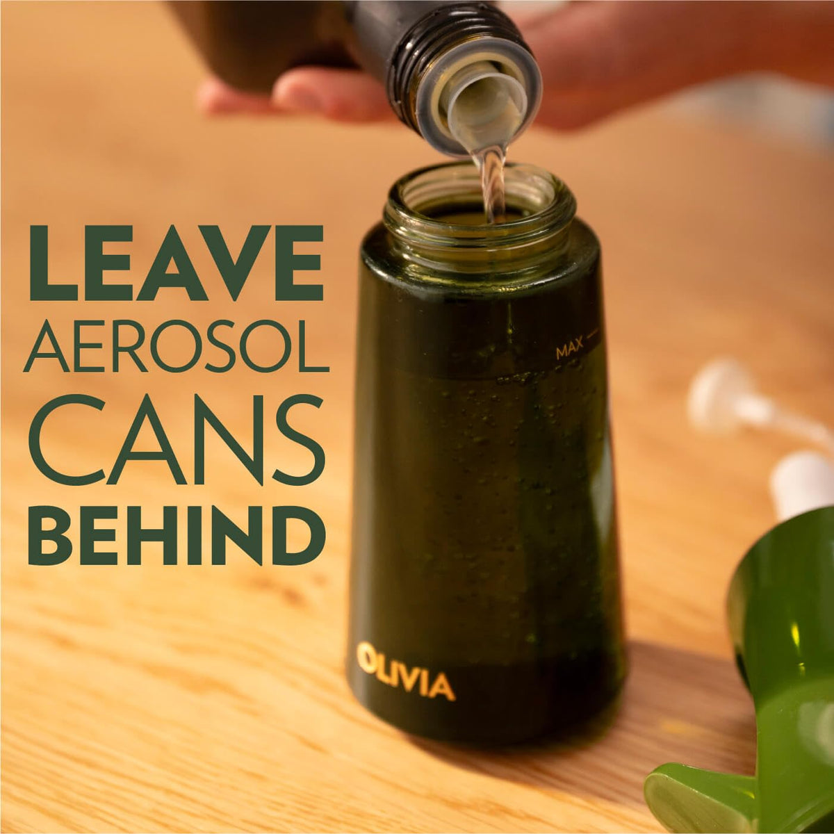 FLAIROSOL OLIVIA SIGNATURE Oil Sprayer for Cooking, 200ml Glass, Green/Gold