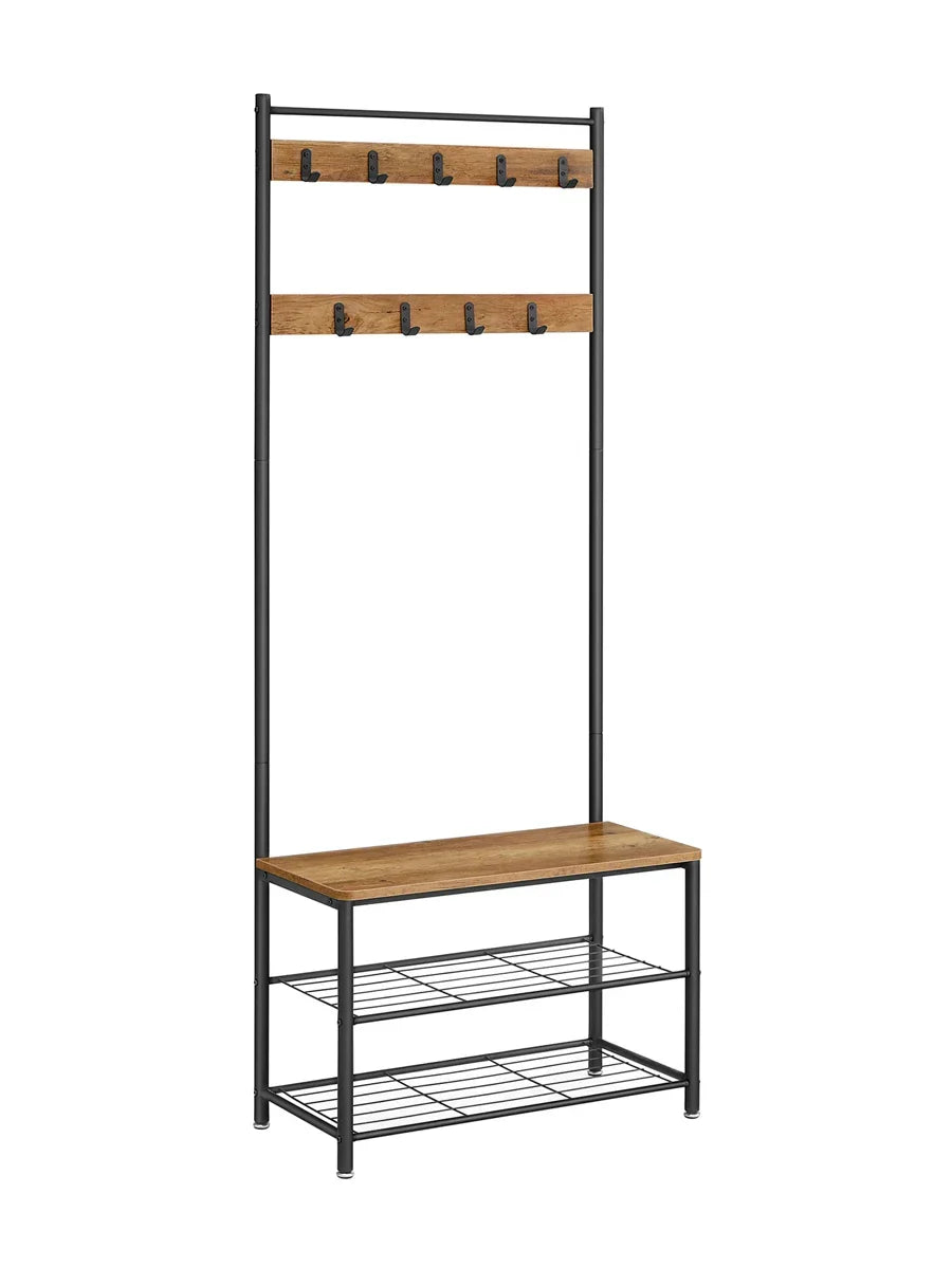 VASAGLE Coat Rack, Hall Tree With Shoe Storage Bench