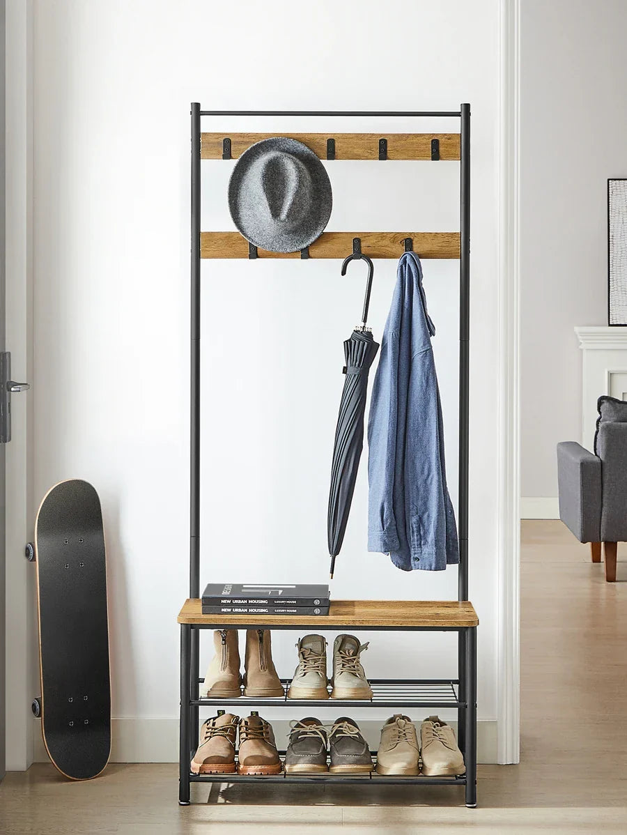 VASAGLE Coat Rack, Hall Tree With Shoe Storage Bench