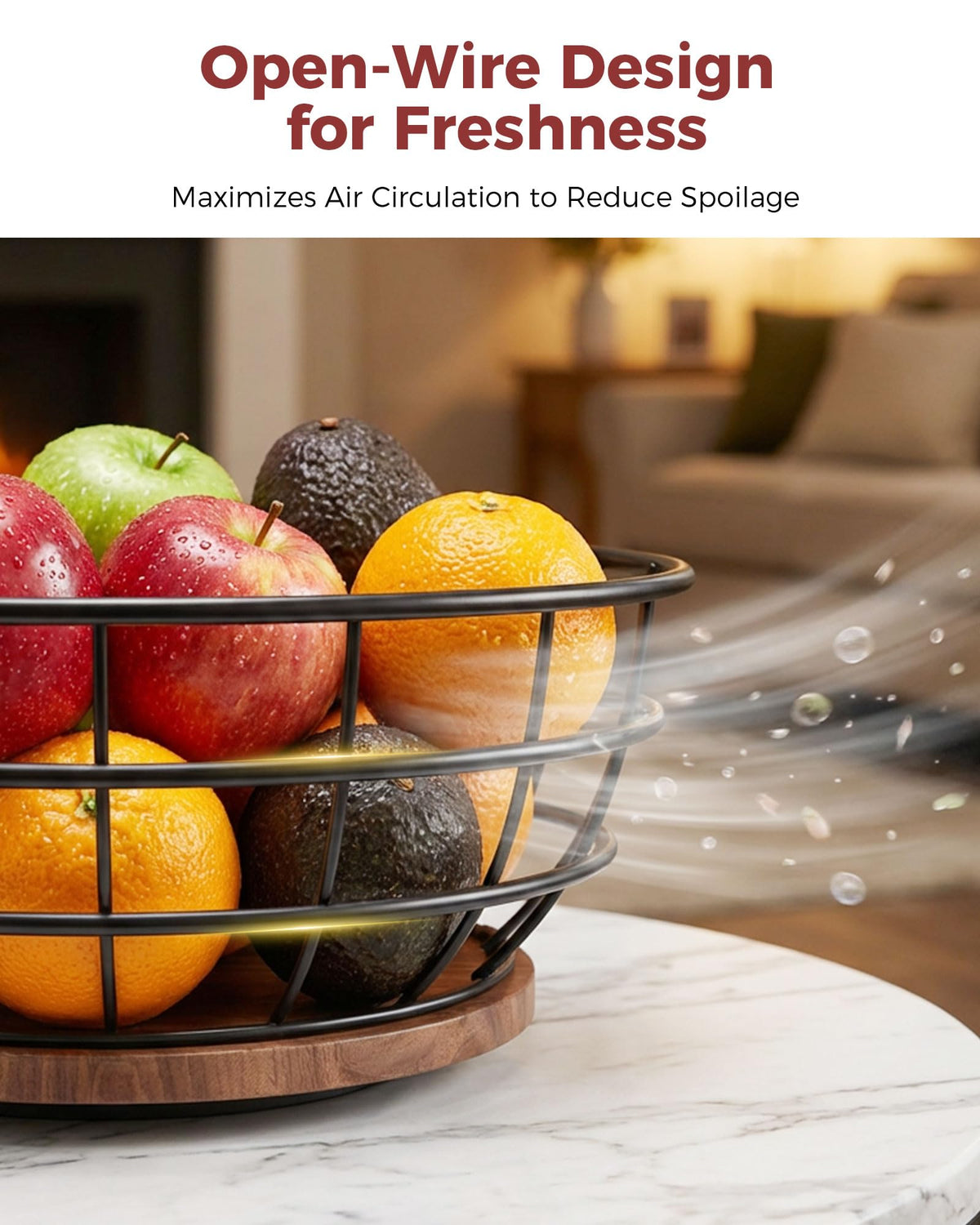 Sevenblue 360° Rotating Fruit Bowl for Kitchen Counter with Banana Holder