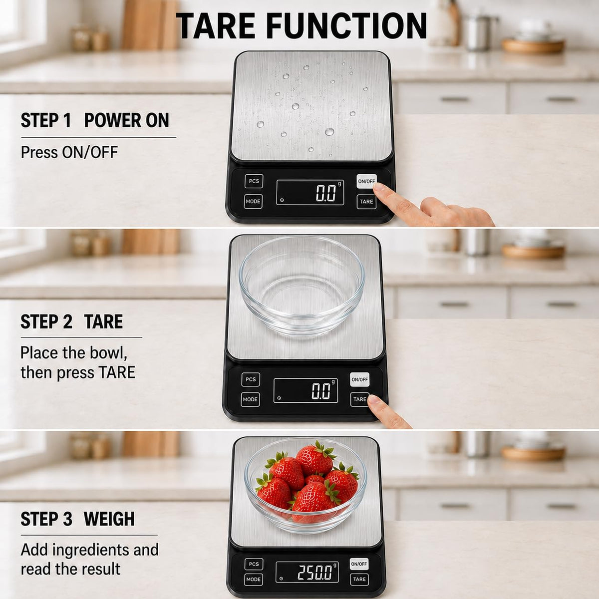 GPY 10kg/22lb Digital Kitchen Scale, 0.1g Precision Waterproof Baking Scale