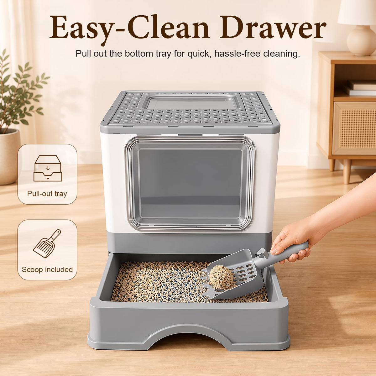 CBMNBDR Covered Cat Litter Box with Lid for Small & Medium Cats