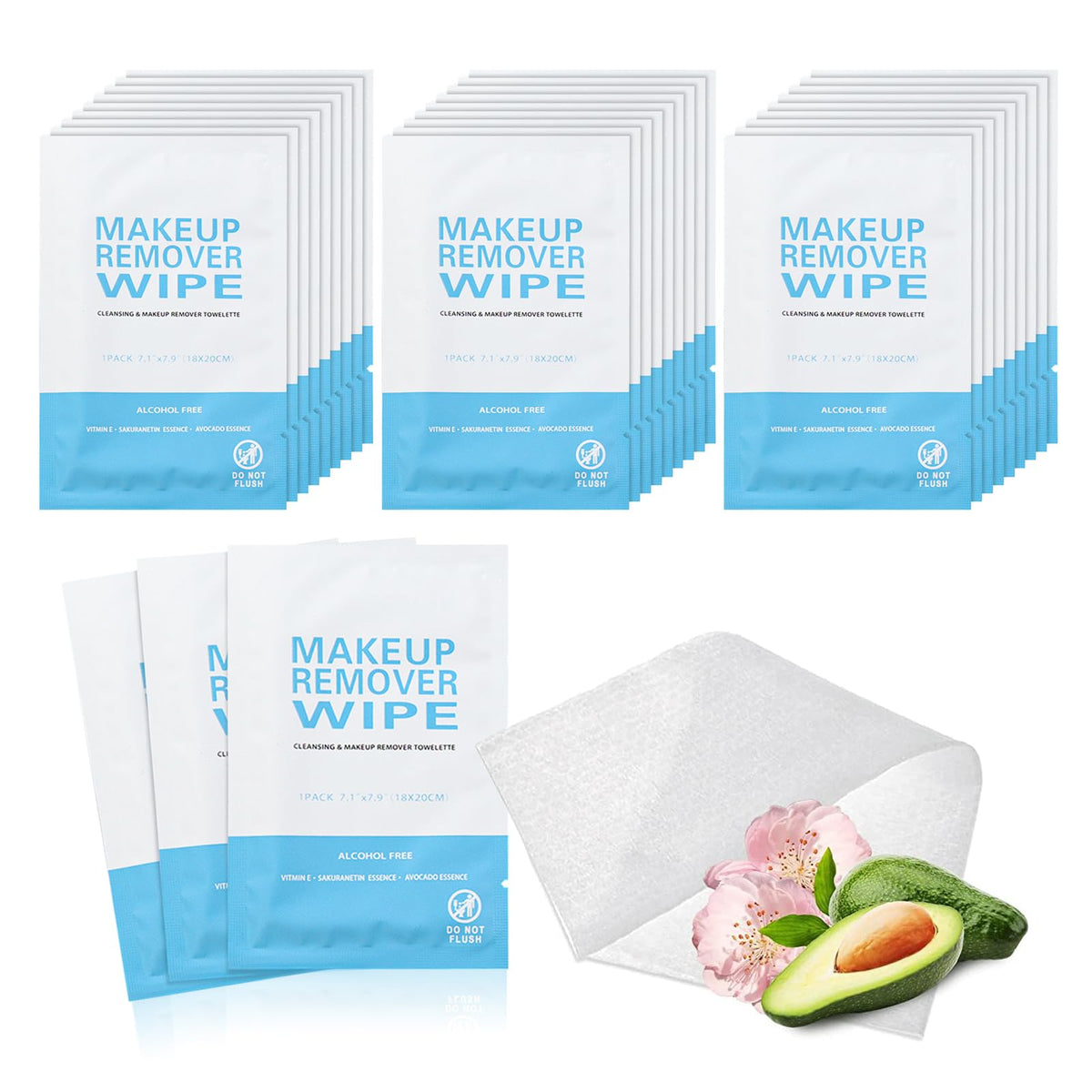 Gisdo 200 Pack Makeup Remover Wet Wipes Individually Wrapped