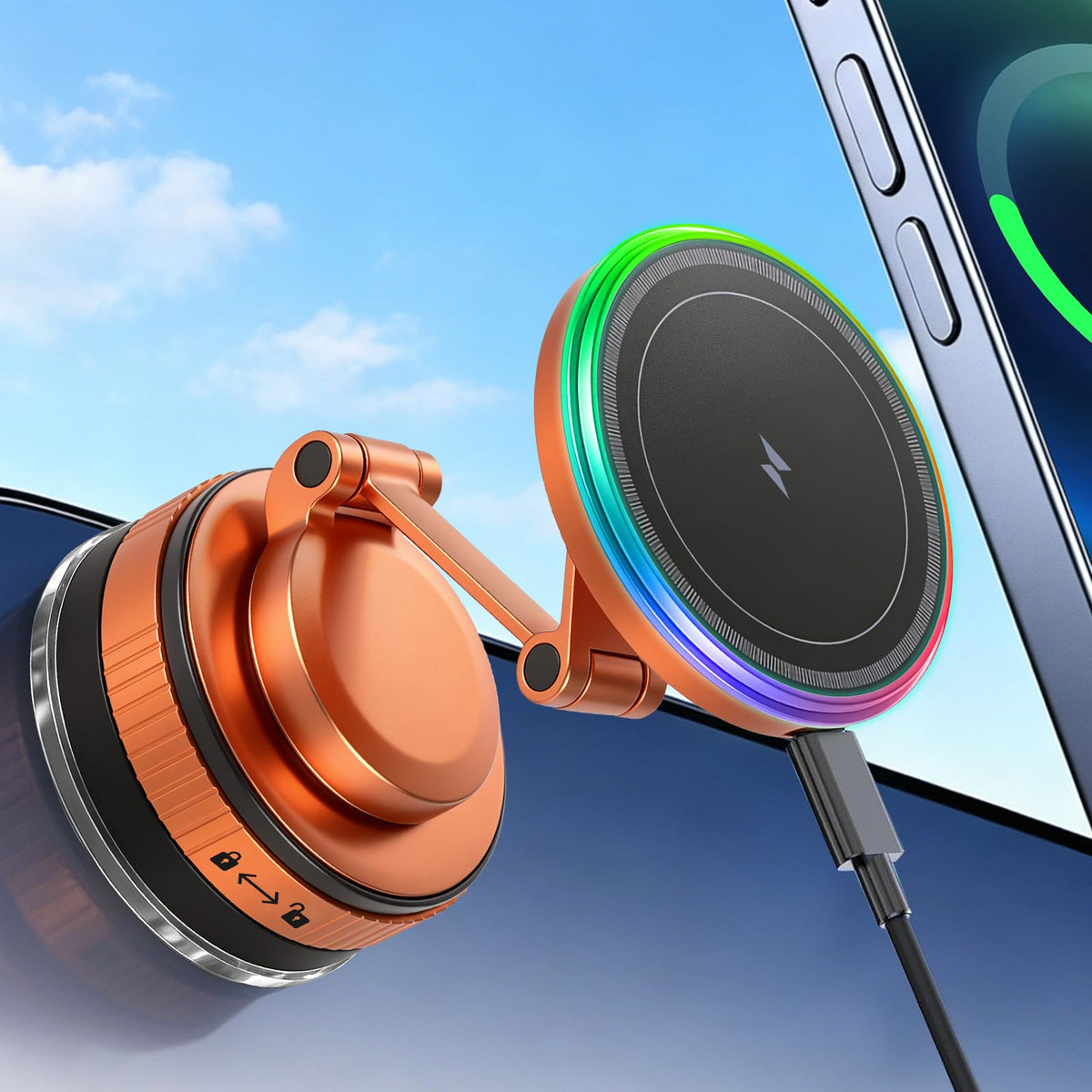 KevMntz 15W Wireless Car Charger Mount, Magnetic MagSafe Phone Holder