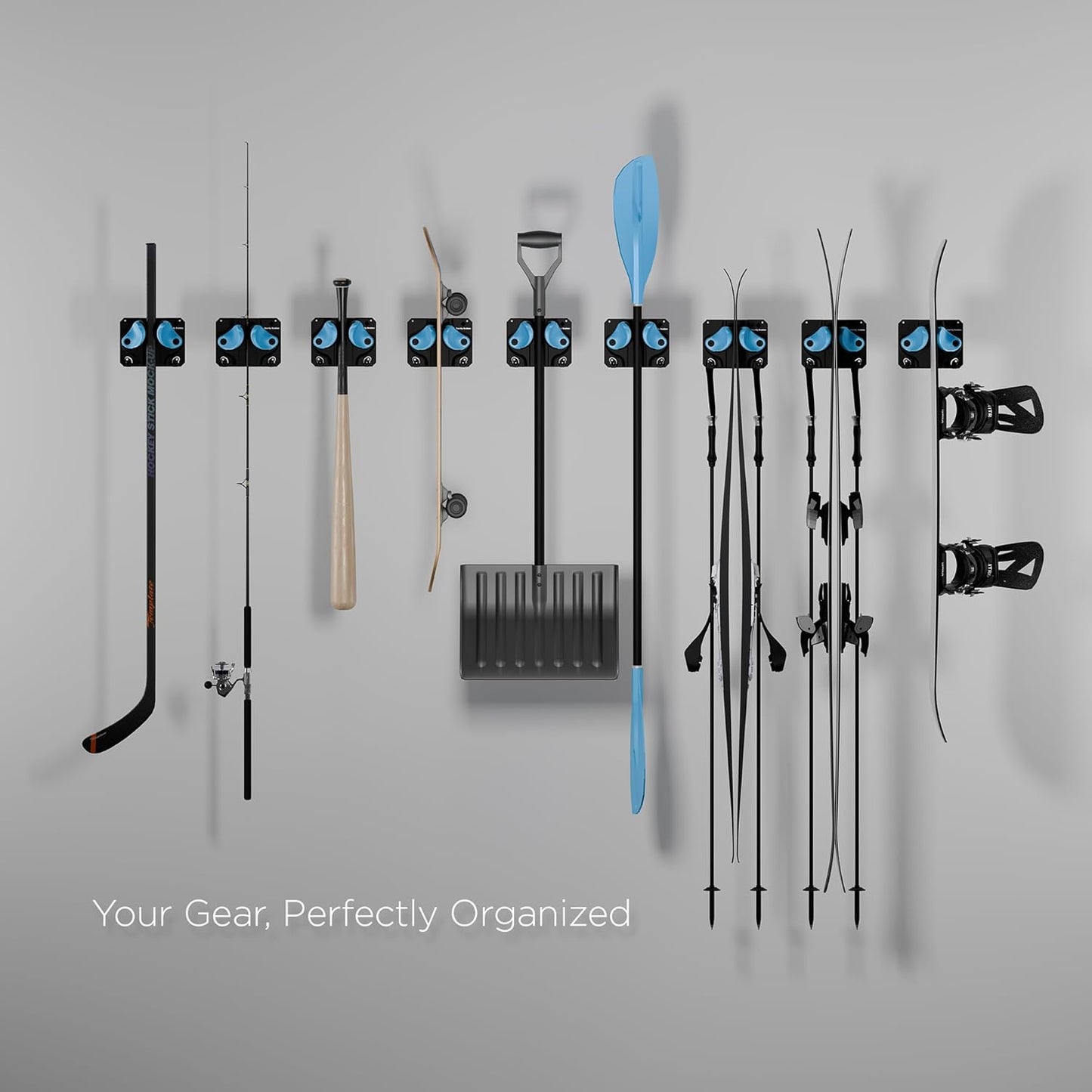 Ultimate Ski & Snowboard Wall Storage Rack - Fits any Ski or Snowboard - Save Your Rocker, Tips and Tails - Damage-free - 6x - Black