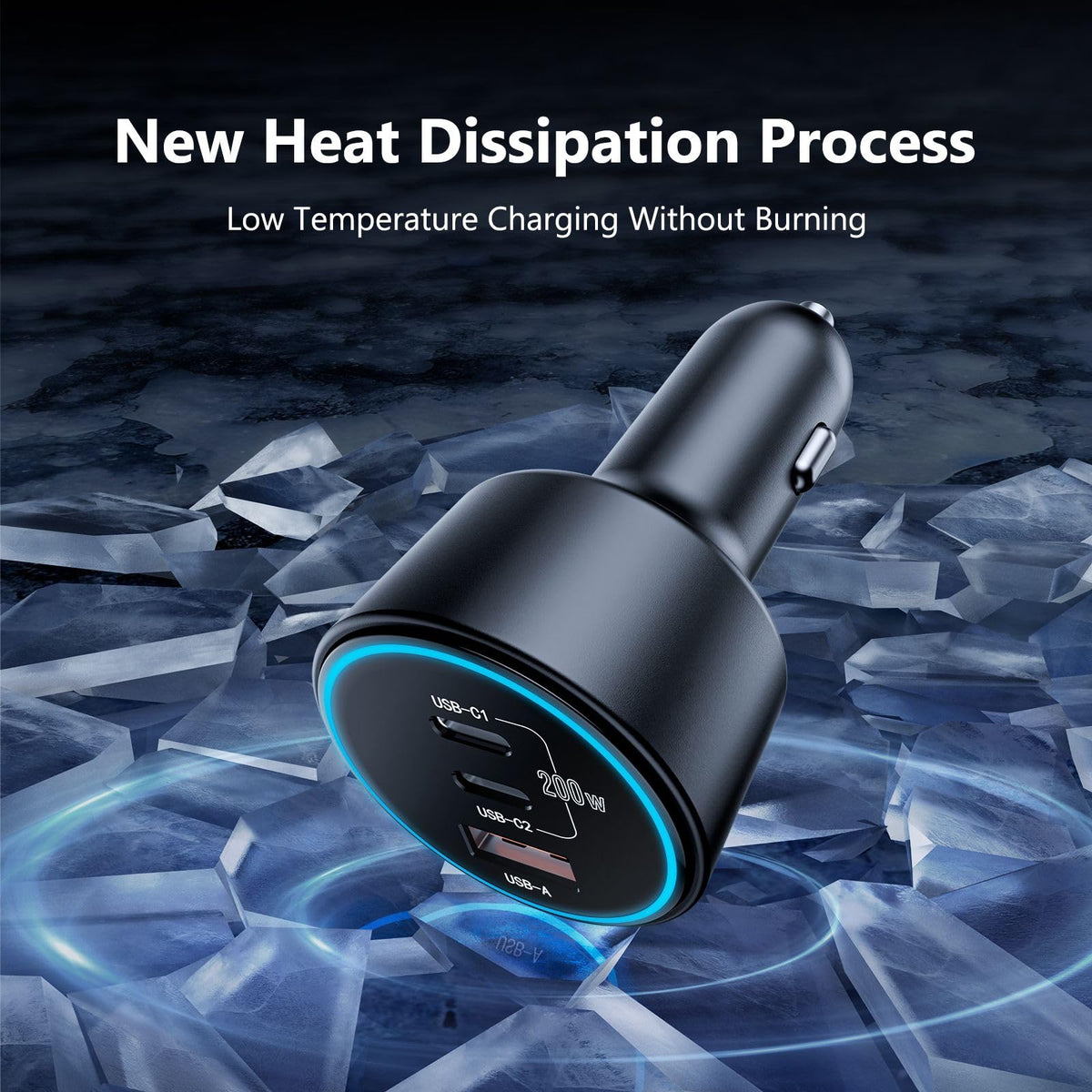 USB C Car Charger Fast Charging 200W, Dual PD 100W Type C Car Charger，