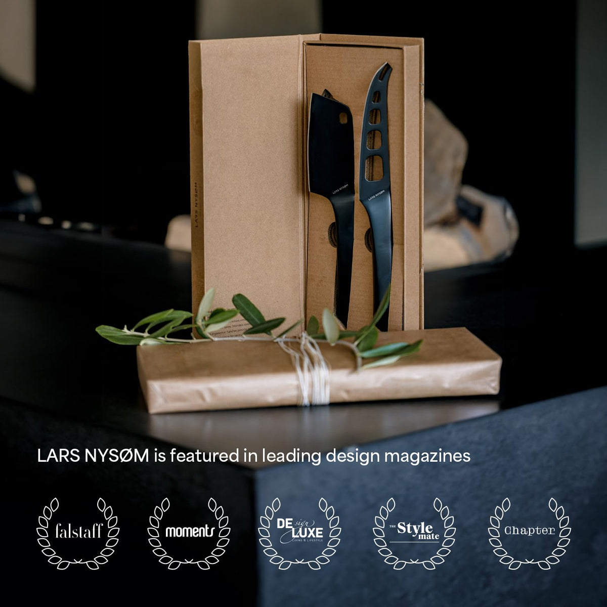 LARS NYSØM Cheese Knife Set Edge 2 pcs. I Cheese Knife Set Made of Stainless Steel I Premium Gift Box I Perfect as Christmas Gift (Stainless Steel)