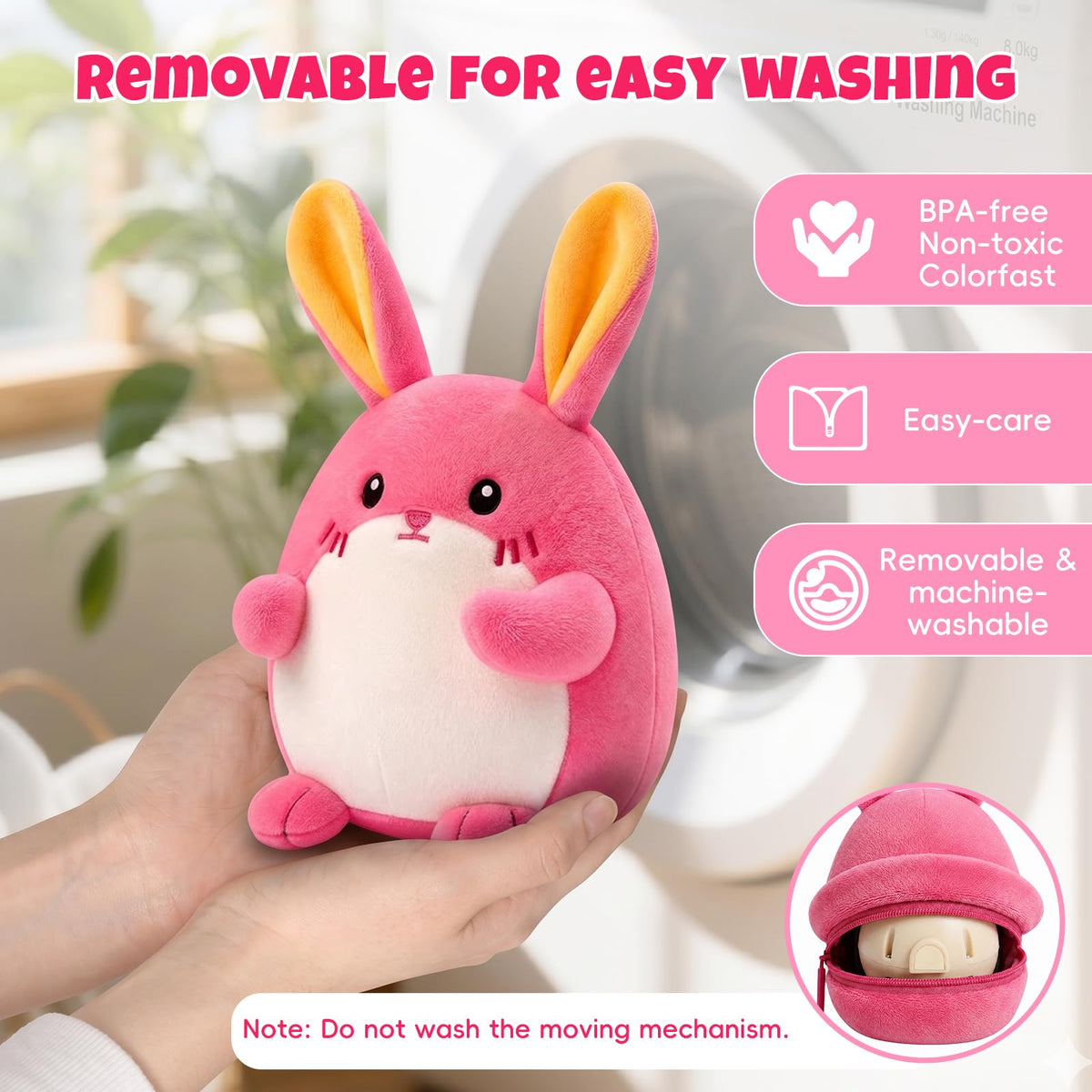 SAIMAND Pink Crawling Musical Bunny Baby Toy, Adorable Gift for Babies 1-3