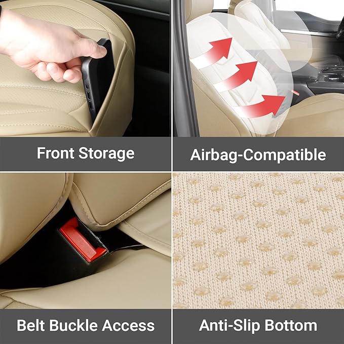 Coverland Custom Fit Car Seat Covers for SUV Compatible with [CX‑5, Forester, RAV4 Prime, Venza, RX 450h, RX 500h] Premium Waterproof Non-Slip Interior Seat Protector [Full set Beige - Size Chart X78]