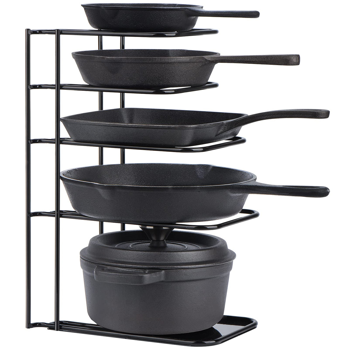 Toplife Heavy Duty Pan Organizer,5 Tier Storage Rack for Cast Iron Skillets