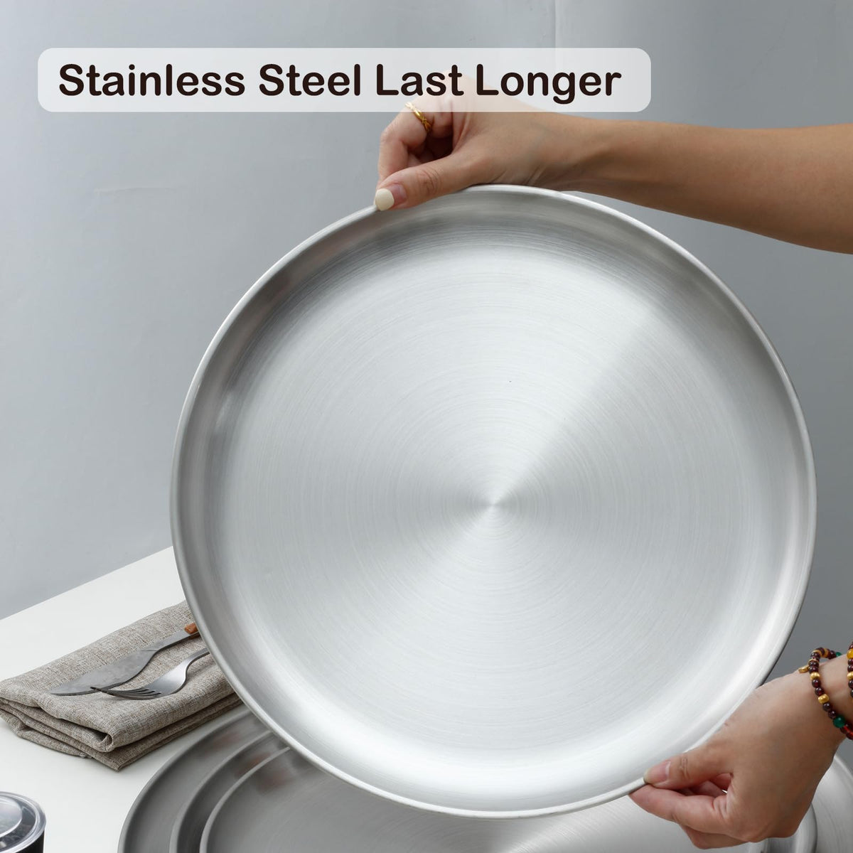 YeKuKing 16 Inch Pizza Pan for Oven 2 Pack Stainless Steel Baking Sheet Round Plates for Cake Pie and Salad Pizza Steel Large Tray Oven Dishwasher Safe & Easy Clean