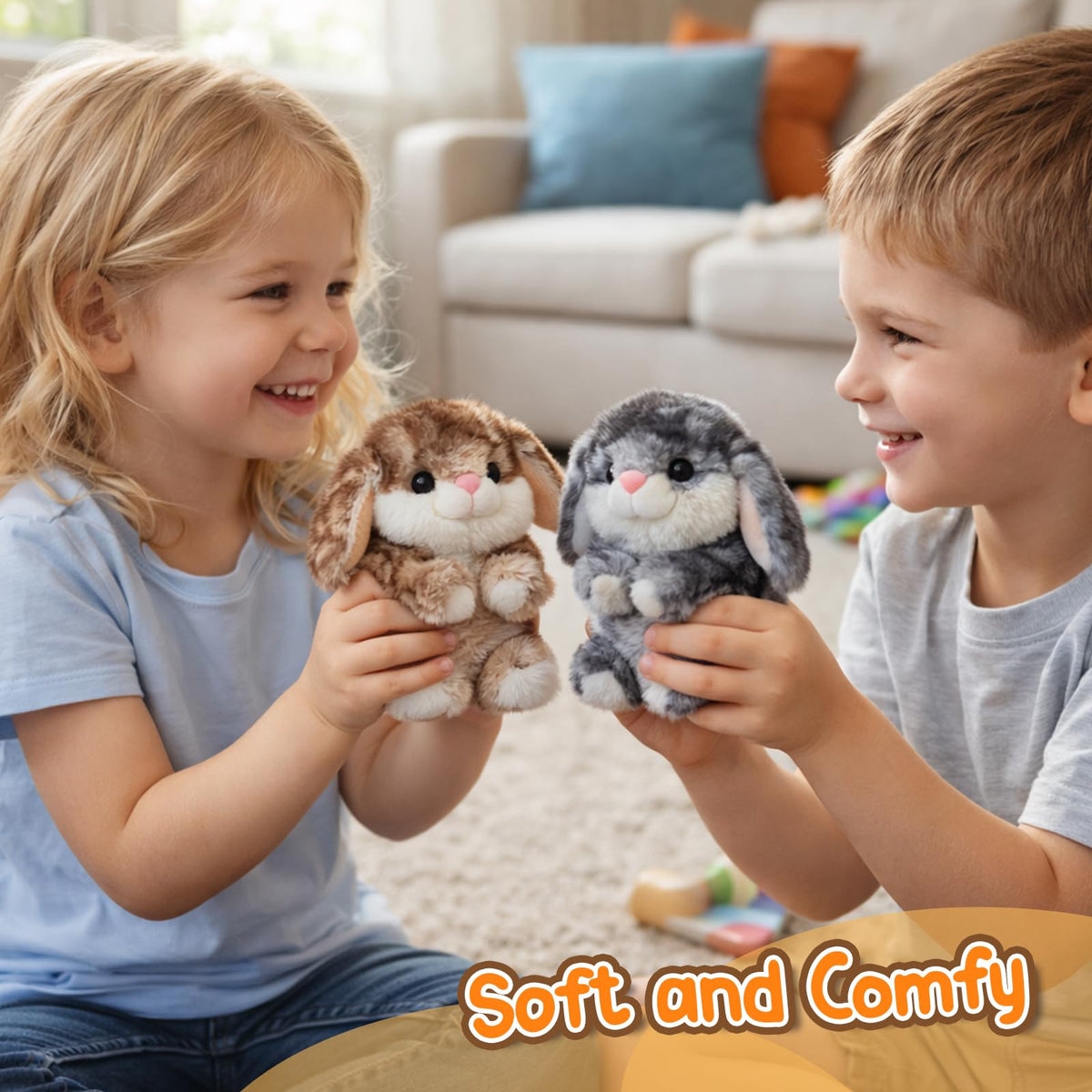 Mushymallow Sitting Bunny Stuffed Animal Soft Rabbit Plush Toy, Brown