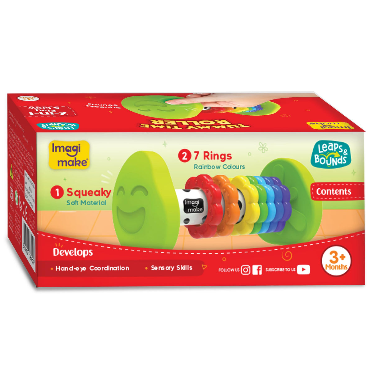 Imagimake Leaps & Bounds - Tummy Time Roller, Sensory Toy, Ages 3 Months+