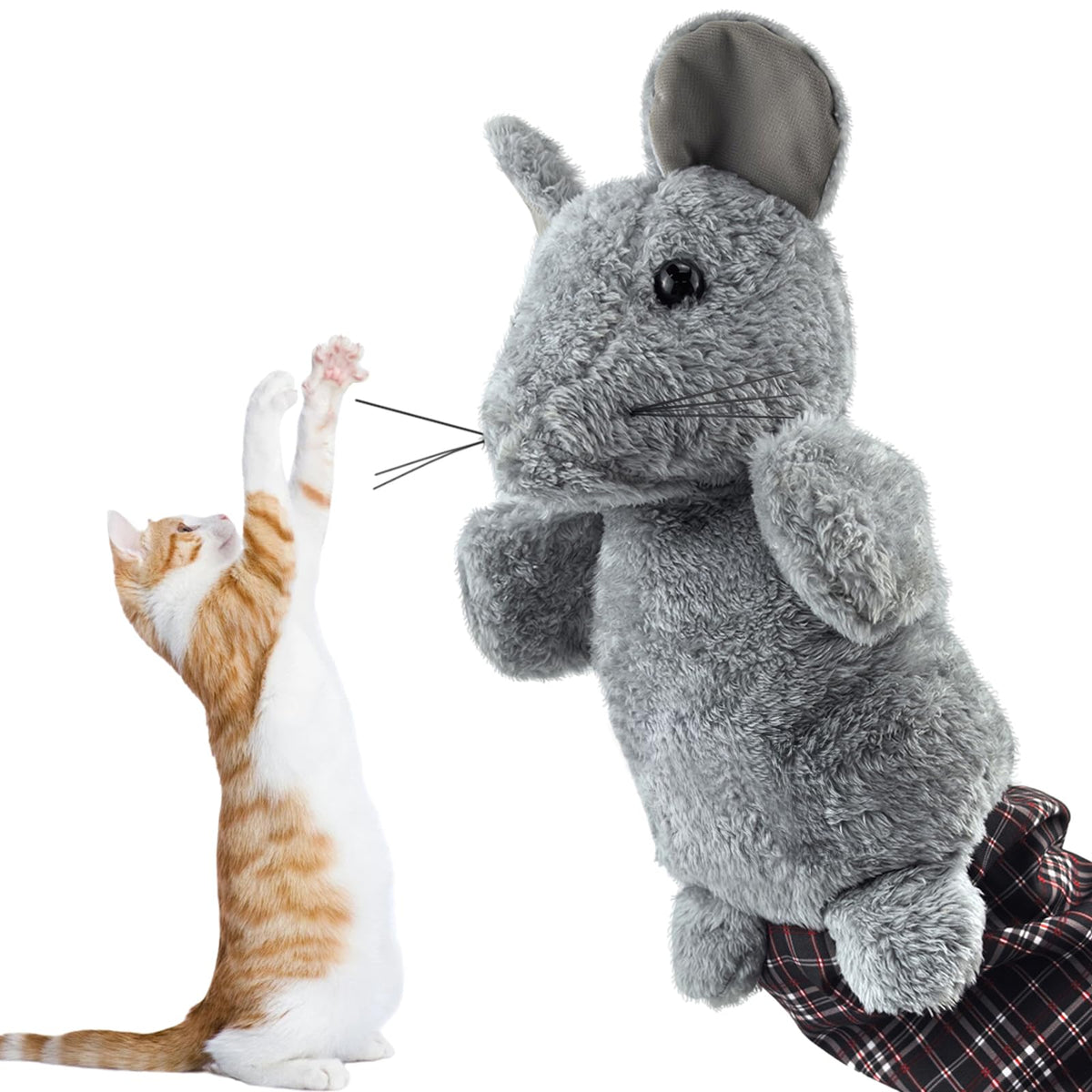 oyeftp Cat Wrestling Glove, Interactive Cat Toys for Fun Play, Thickened & Safe & Soft Cat Wrestling Glove Hand Puppets with Cats Teaser and Bell for Indoor Cats Exercise & Mental Stimulation