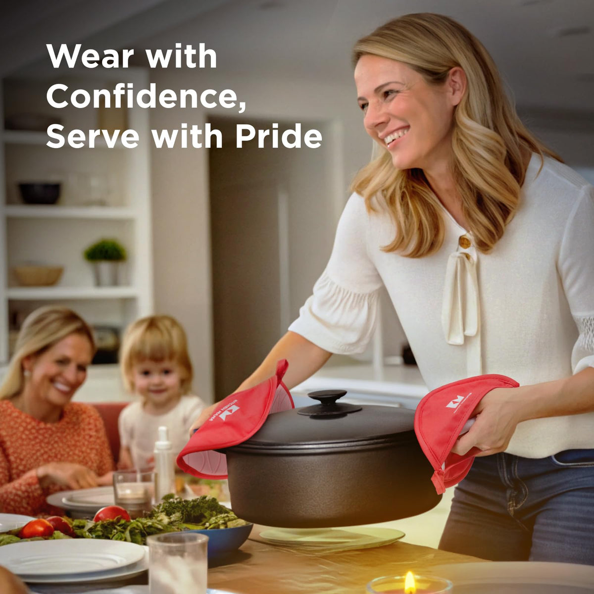 Kitchen Mama Silicone Pot Holders, Red
