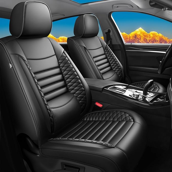 Fit Legacy Car Seat Covers(Only for 5 Seats Version)for Select Ford Legacy 2008-2024 2025 2026 - Full Coverage Leather,Airbag Compatible,Waterproof & All Weather Seat Cushion Protector(Black)