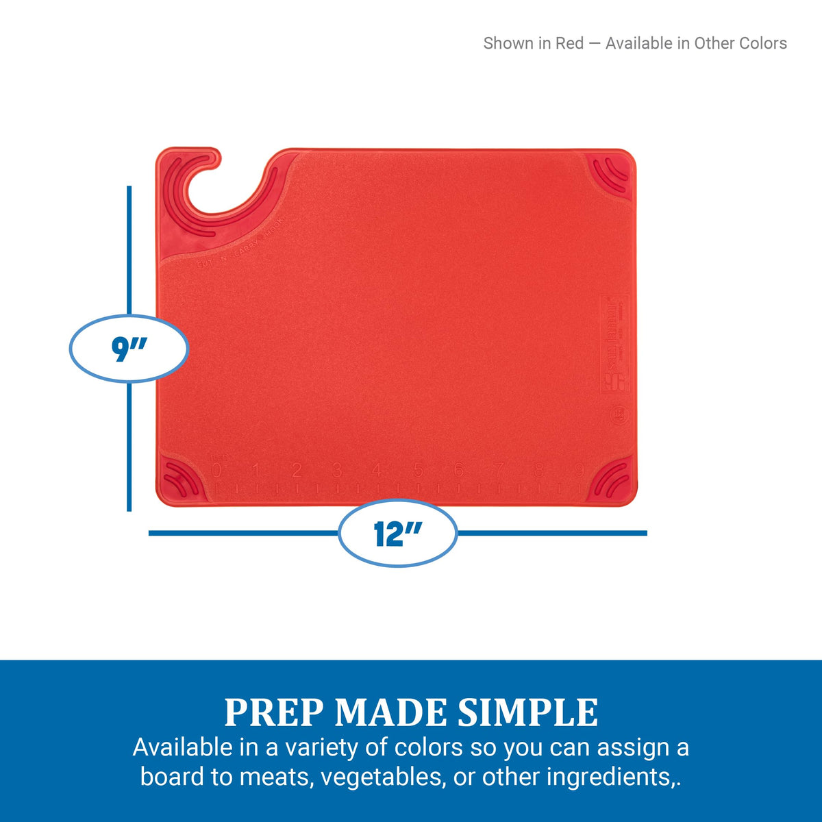San Jamar Saf-T-Grip Plastic Cutting Board with Safety Hook, 9" x 12" x 0.375", Brown