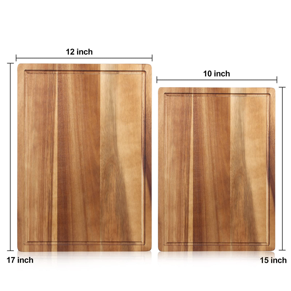 17" Acacia Wood Cutting Boards for Kitchen Meat Large Wooden Chopping Board